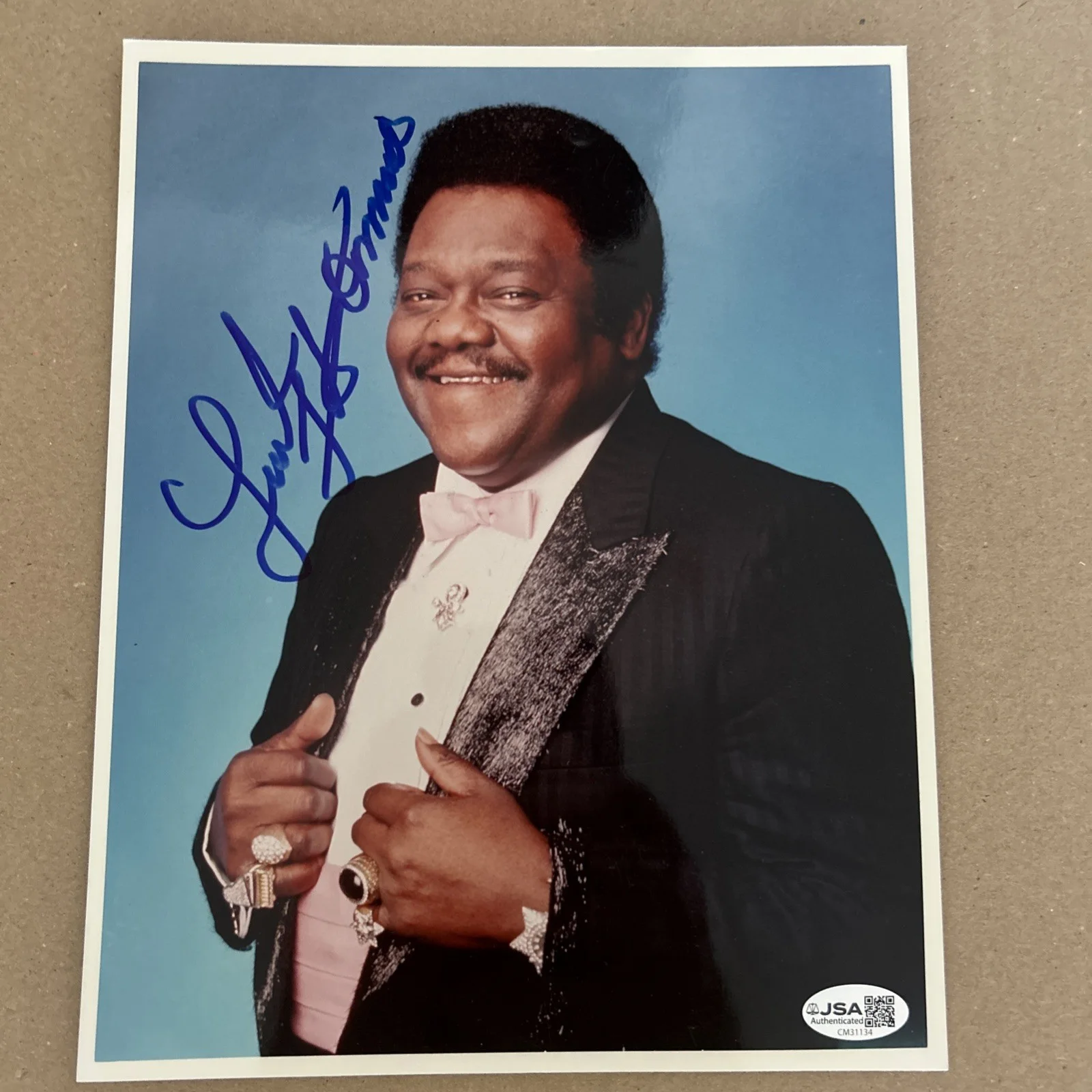 Fats Domino — Fats Domino Signed In-Person "Love Fats Domino" COLOR 8x10 Photo with JSA COA
