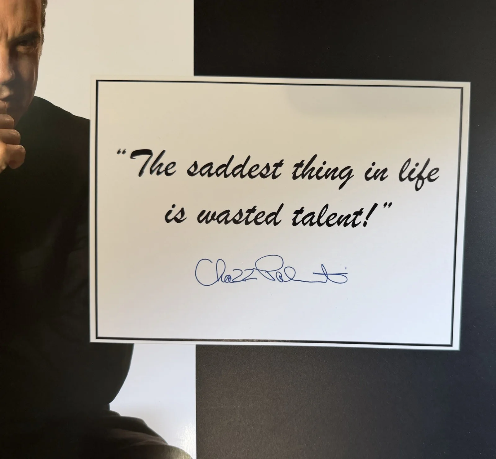 Chazz Palminteri Hand Signed 5x7 Quote Card w/ 8x10 Photo A Bronx Tale, image 2