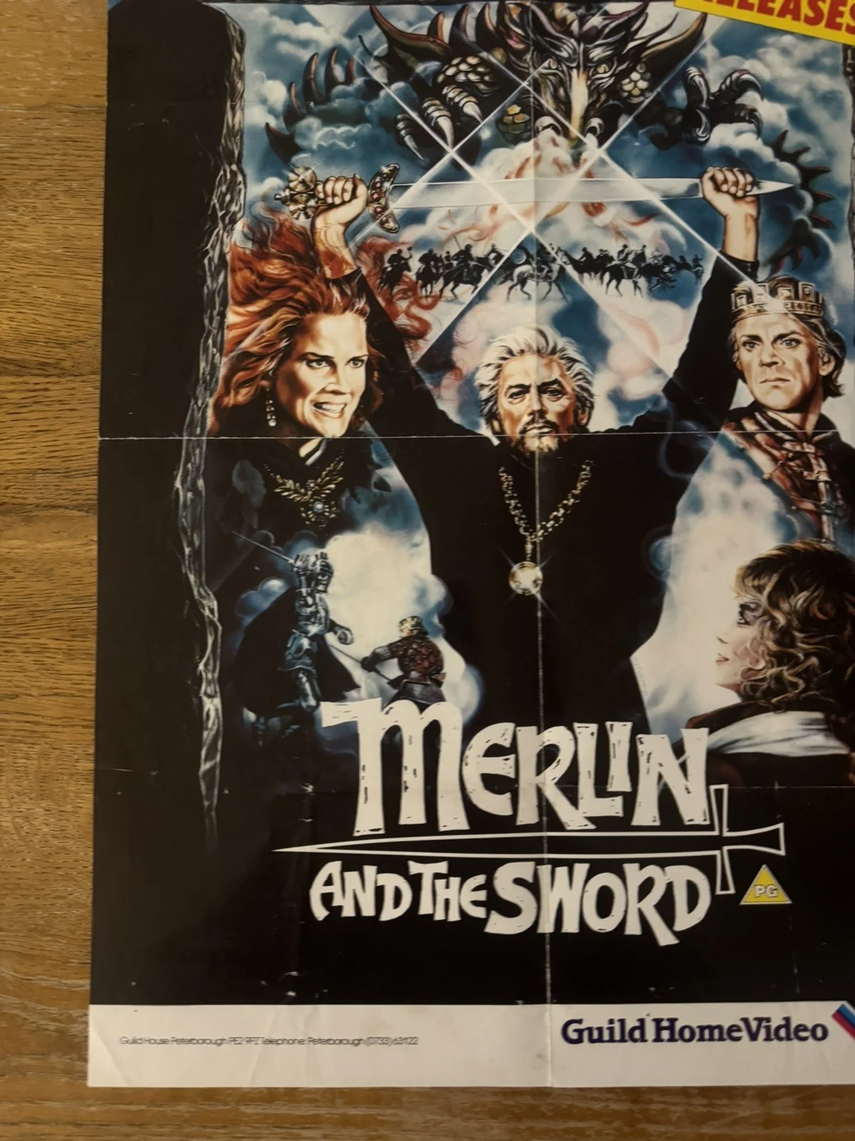 Merlin and the sword rare Original Video Shop VHS Poster 1985, изображение 3