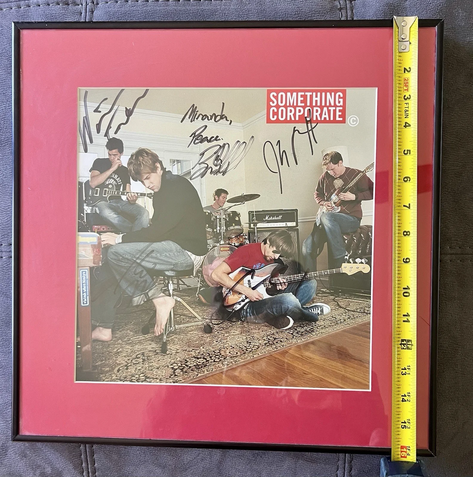 Something Corporate — EXTREMELY RARE SOMETHING CORPORATE 16in X 16in FRAMED PICTURE WITH AUTOGRAPH, изображение 3