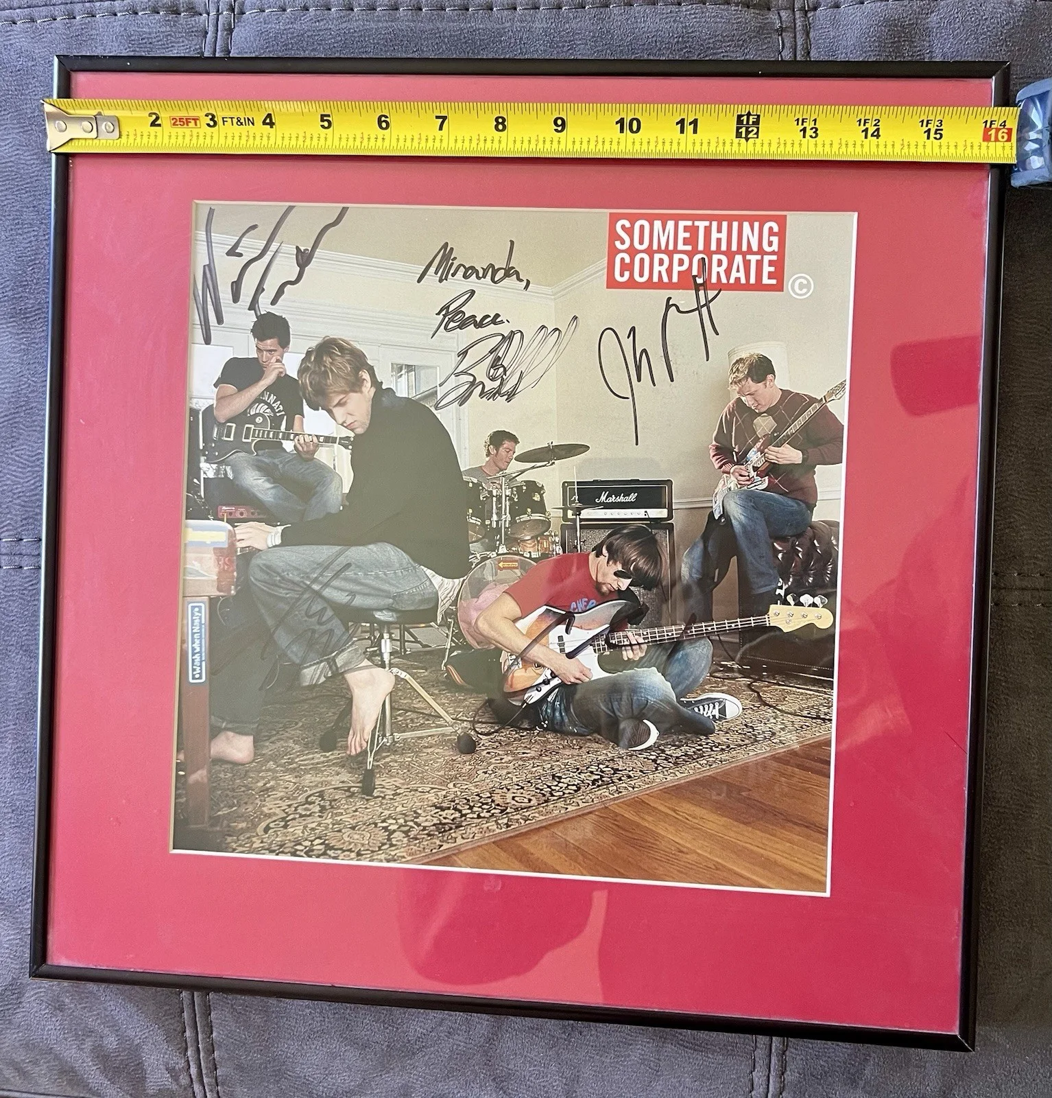 Something Corporate — EXTREMELY RARE SOMETHING CORPORATE 16in X 16in FRAMED PICTURE WITH AUTOGRAPH, изображение 4
