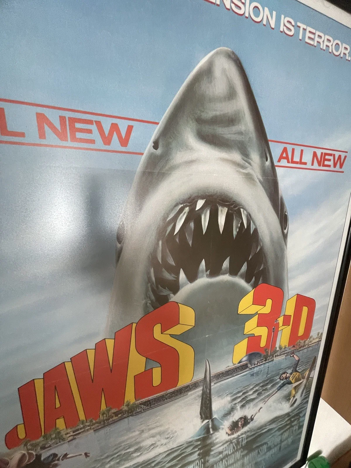 Jaws 3D Original Cinema One Sheet Poster 27x40 Rare, image 3