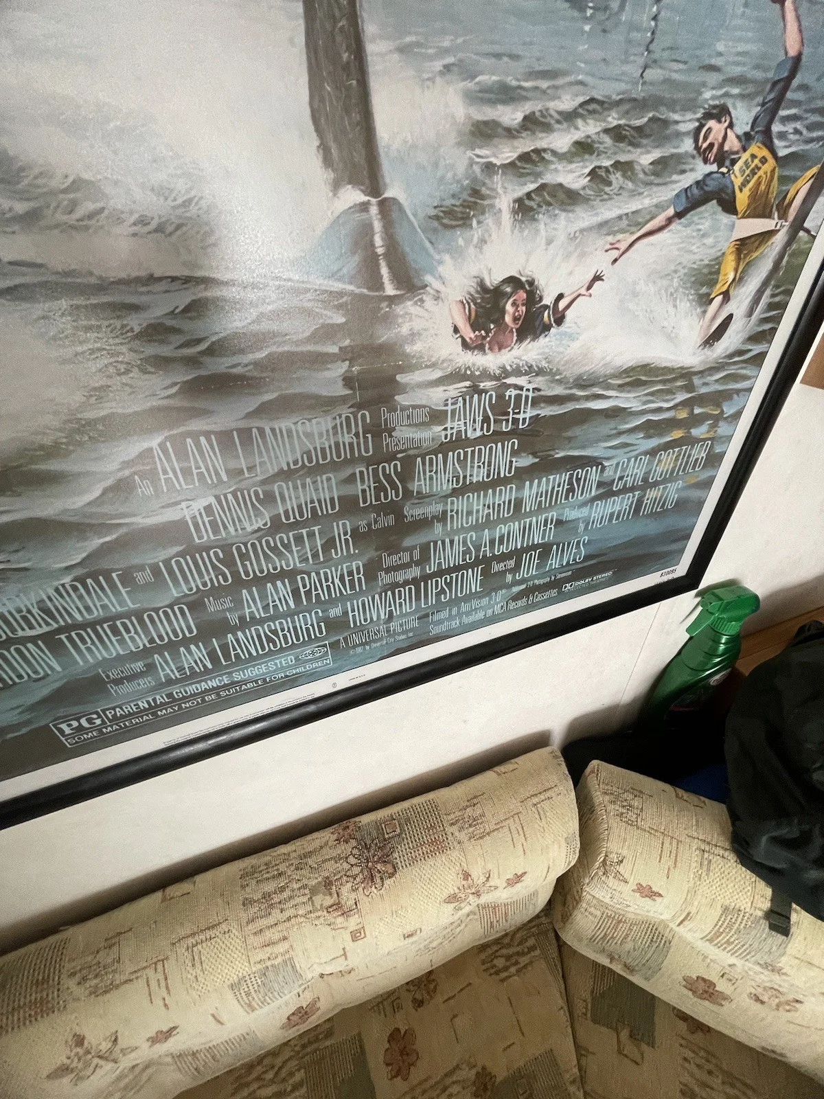 Jaws 3D Original Cinema One Sheet Poster 27x40 Rare, image 4