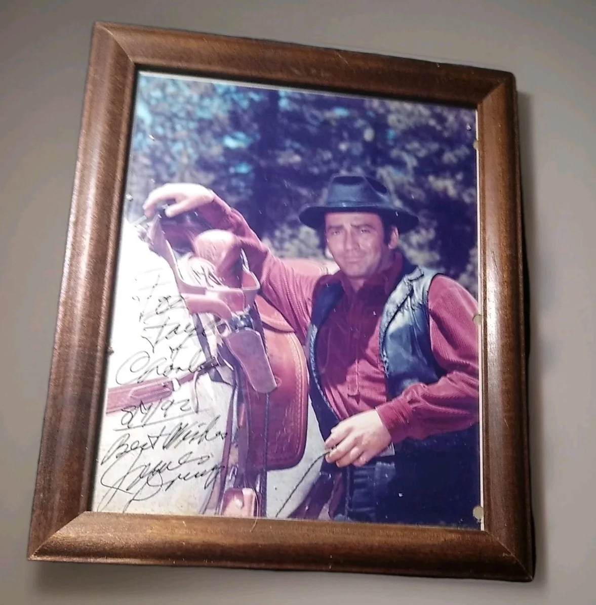 James Drury — Autographed James Drury 8x10 Signed in Person on 8/7/92 w In Person photo of