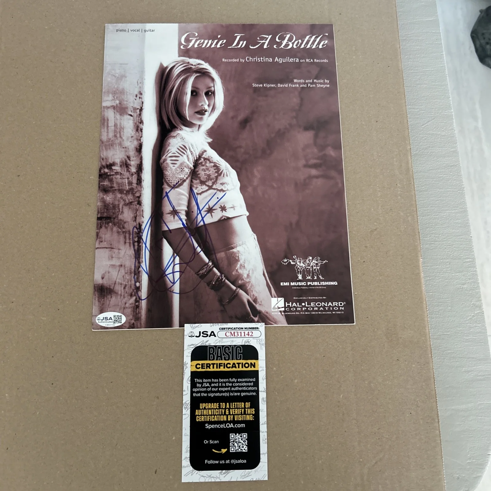 CHRISTINA AGUILERA In-Person "Genie In A Bottle" Sheet Music JSA--- Full Name, изображение 5