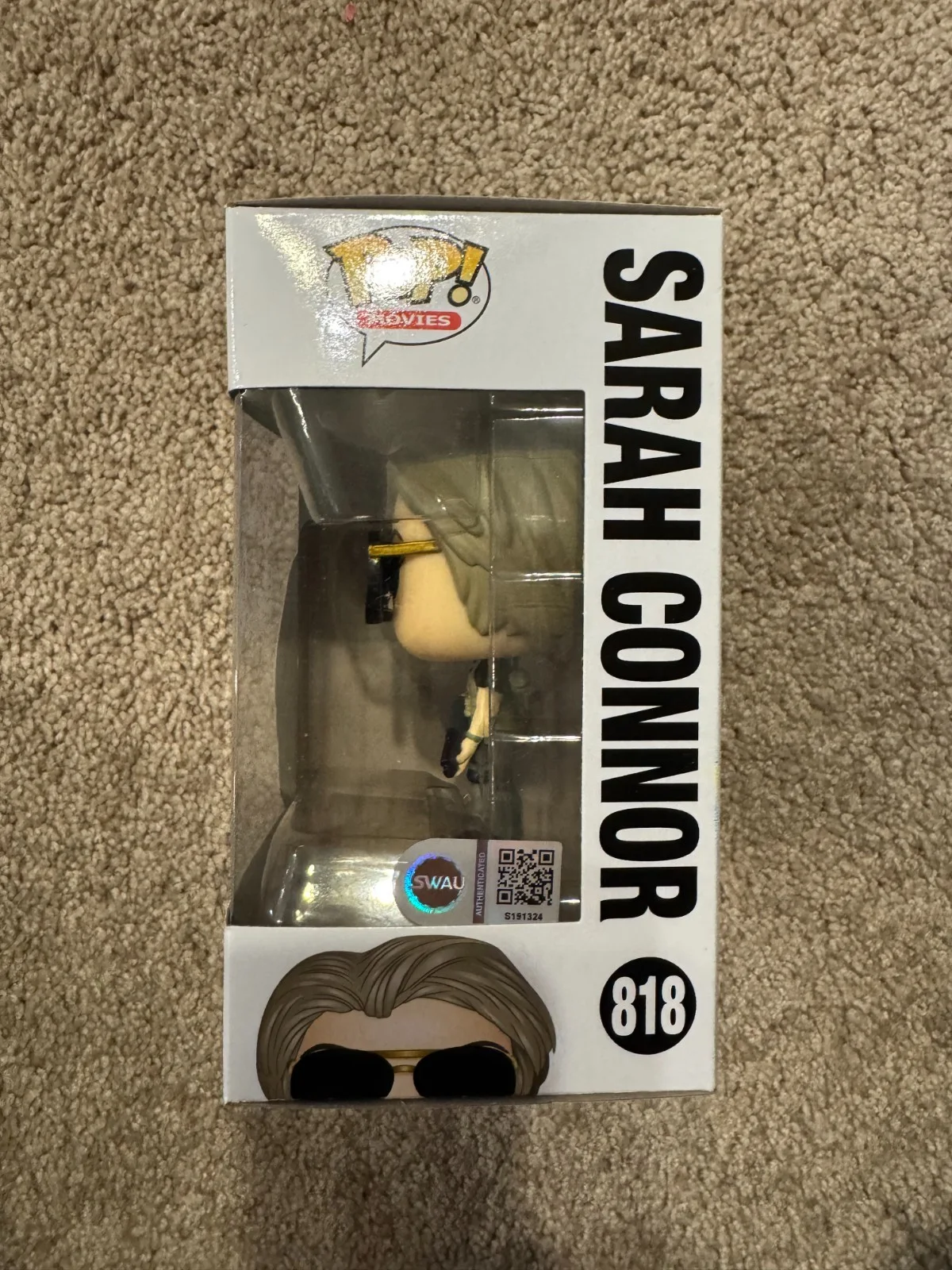 Linda Hamilton Signed Sarah Connor Terminator Funko Pop SWAU COA WS, изображение 3