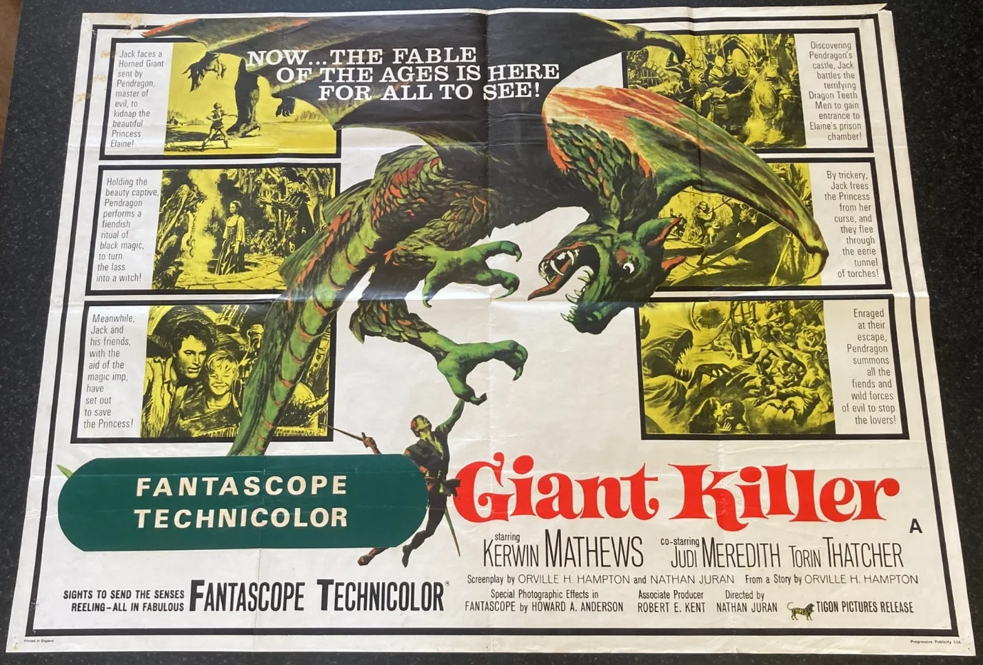 JACK THE GIANT KILLER 1962 Original Cinema UK Quad Movie POSTER Kerwin Mathews, изображение 2
