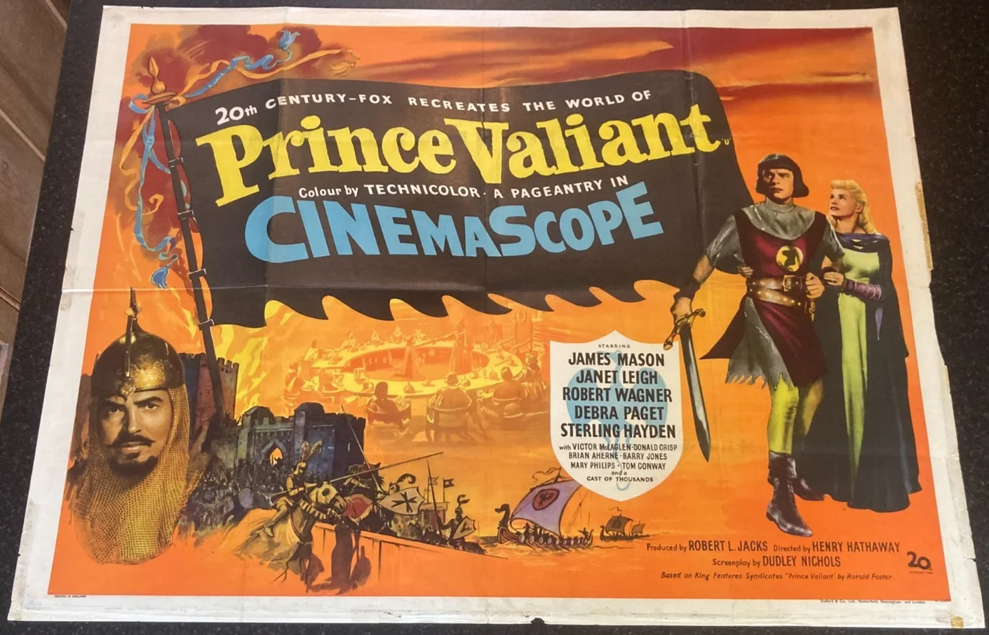 PRINCE VALIANT 1954 Original Cinema UK Quad Movie POSTER Janet Leigh Rare, изображение 2