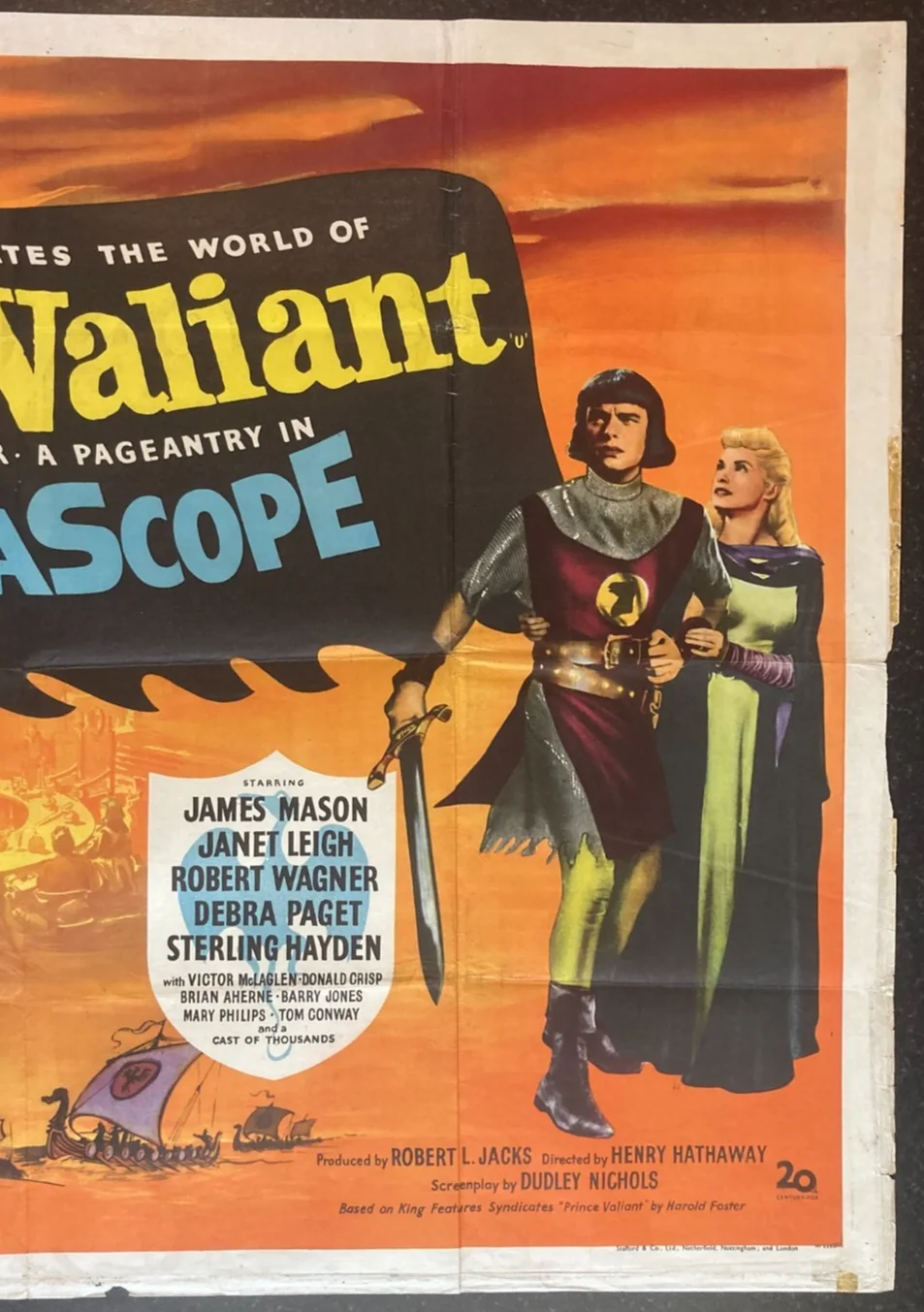 PRINCE VALIANT 1954 Original Cinema UK Quad Movie POSTER Janet Leigh Rare, изображение 4