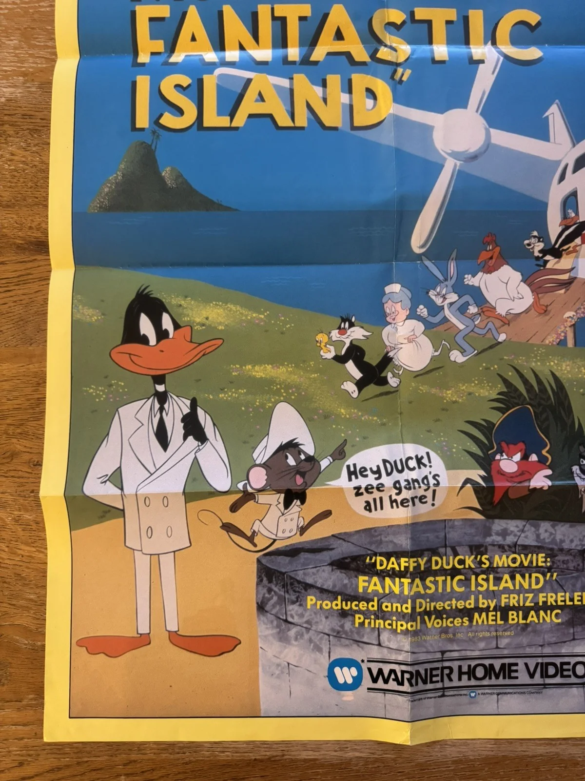 Daffy Duck fantastic island rare Original Video Shop VHS Poster 1983 rolled, изображение 4