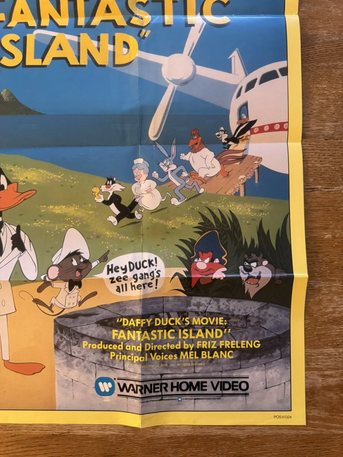 Daffy Duck fantastic island rare Original Video Shop VHS Poster 1983 rolled, изображение 5