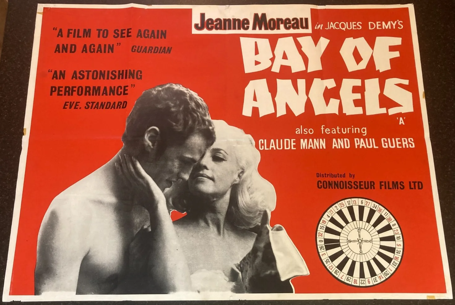 BAY OF ANGELS 1965 Original Cinema UK Quad Movie POSTER Jeanne Moreau Rare, изображение 2