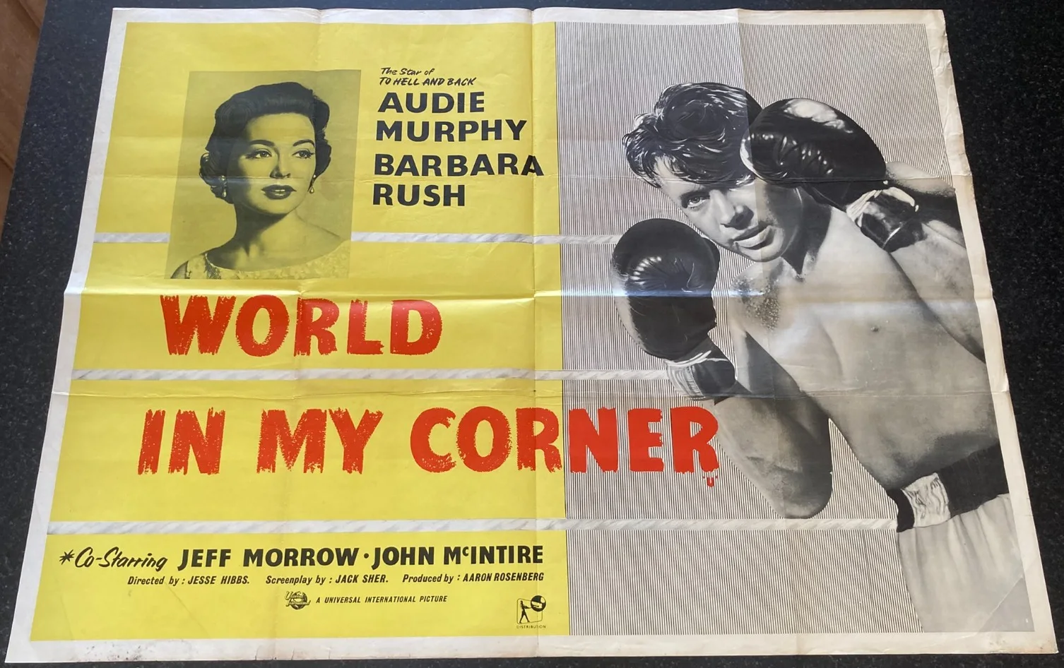 WORLD IN MY CORNER 1956 Original Cinema UK Quad Movie POSTER Audie Murphy Rare, изображение 2