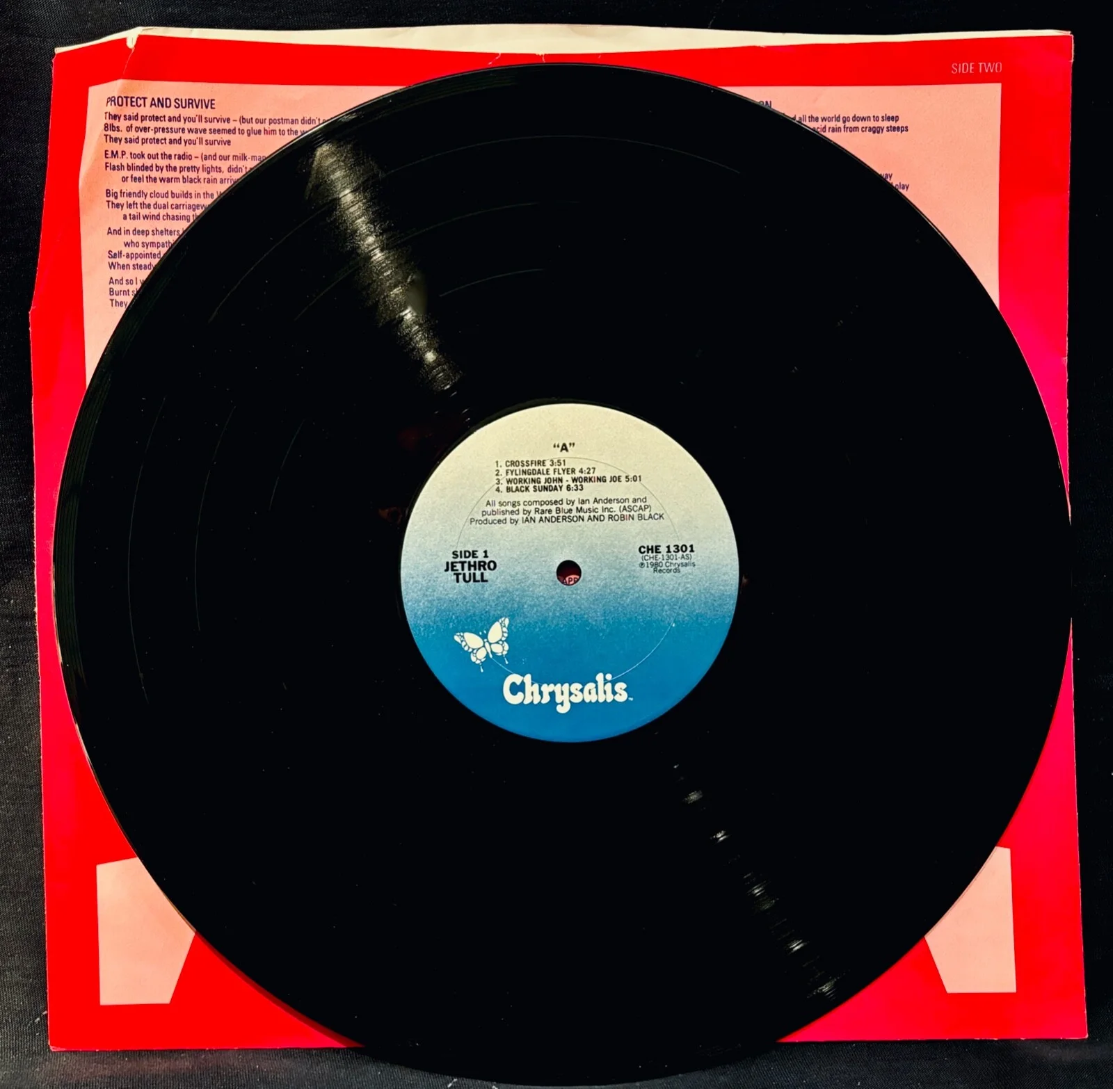JETHRO TULL~Ian Anderson Signed "A" Album~CHRYSALIS #CHE 1301~Prog Rock, изображение 2