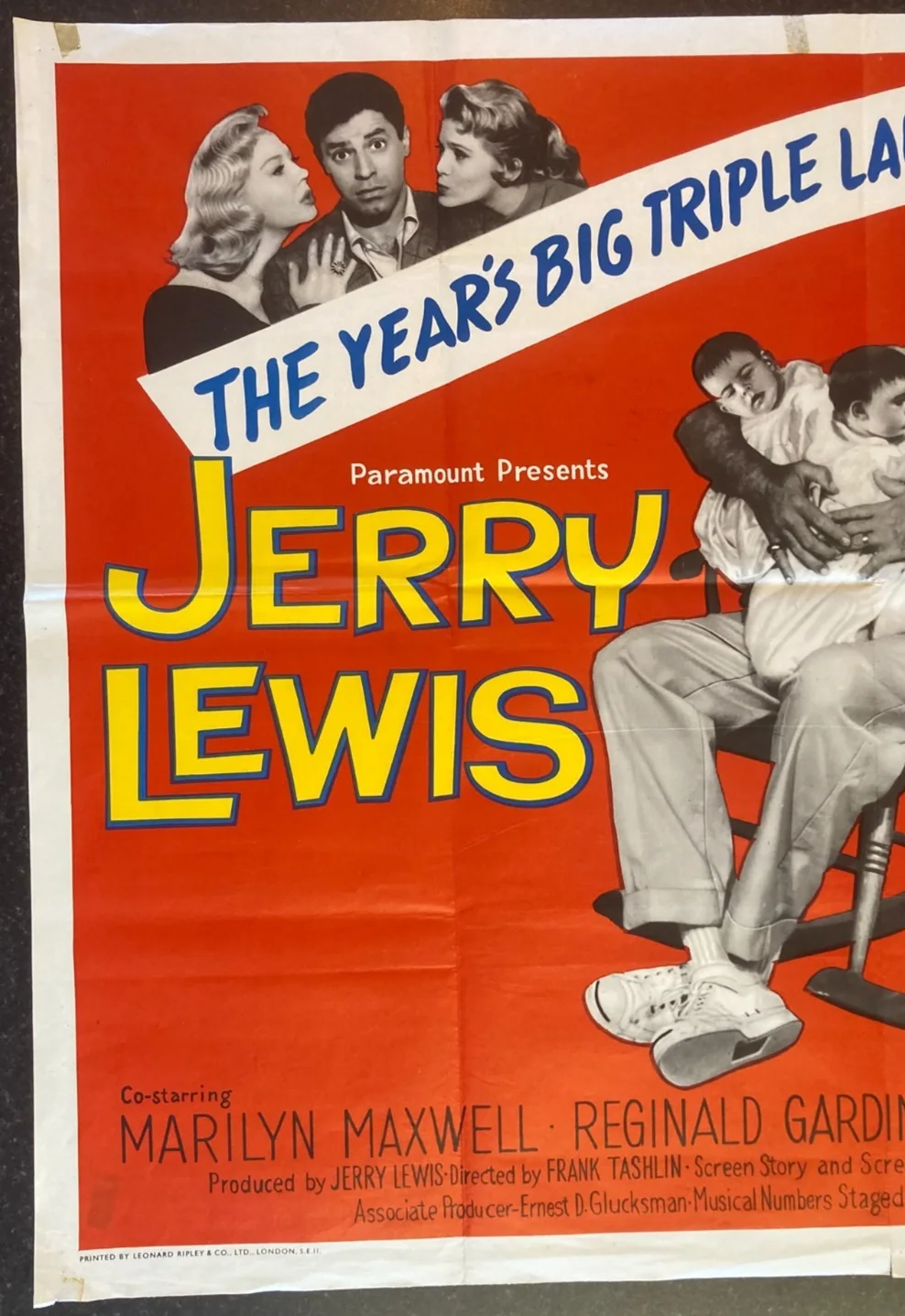 ROCK A BYE BABY 1958 Original Cinema UK Quad Movie POSTER Jerry Lewis Rare, изображение 3