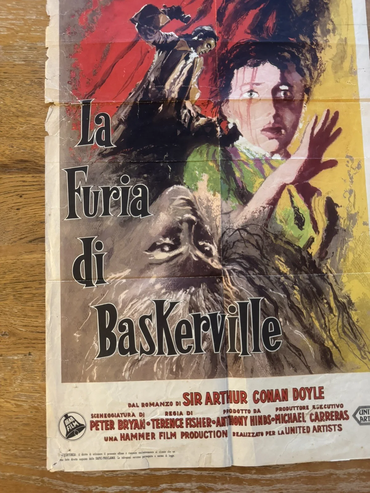 Hound of the baskerville rare Original Poster 1959 Italian, изображение 5