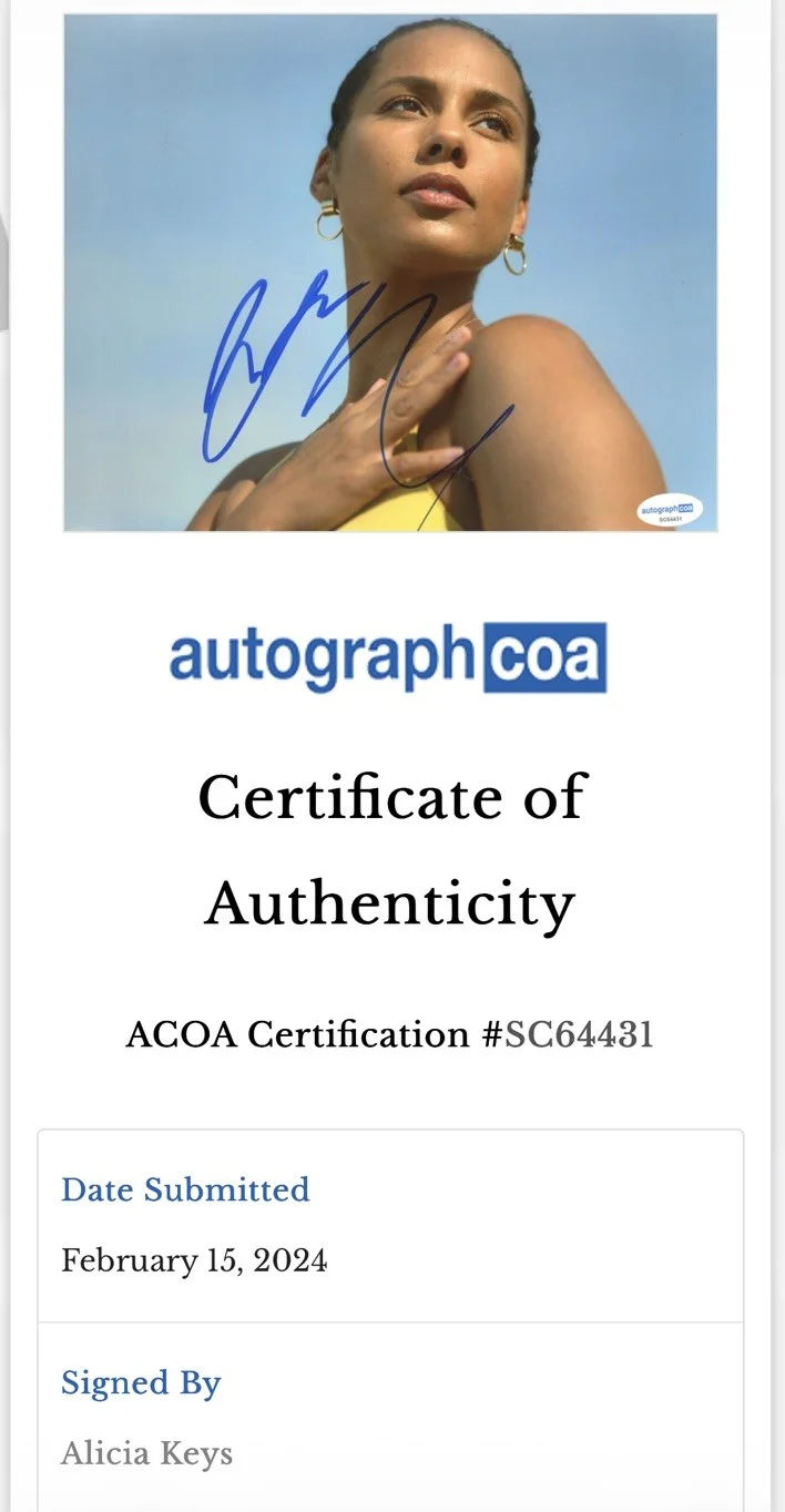 Alicia Keys Autographed 8x10 Photo Smokin Hot, image 2