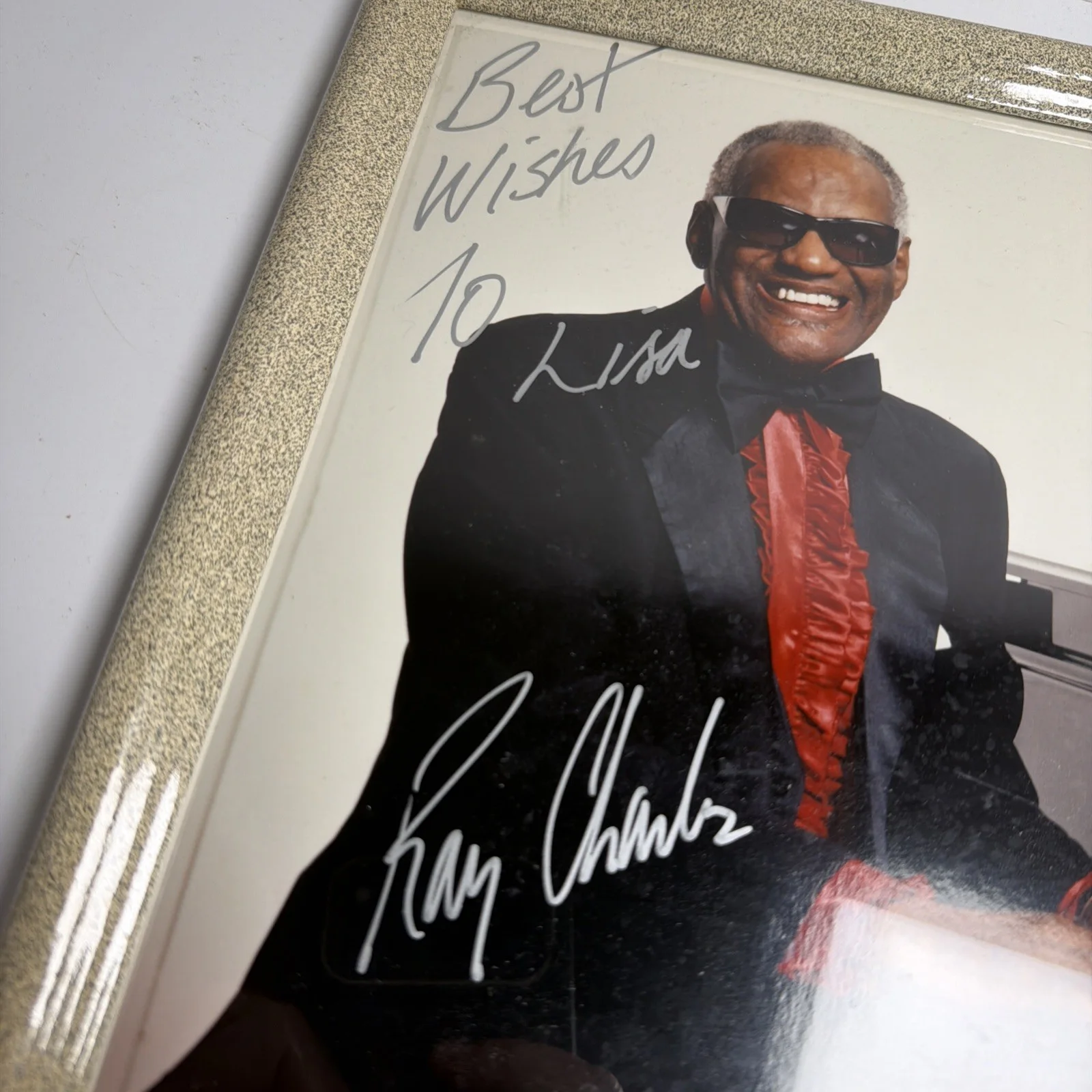 Ray Charles Hand Autographed 8x10 Bold Signed 8x10 Framed Photo Glass Face Frame, изображение 2