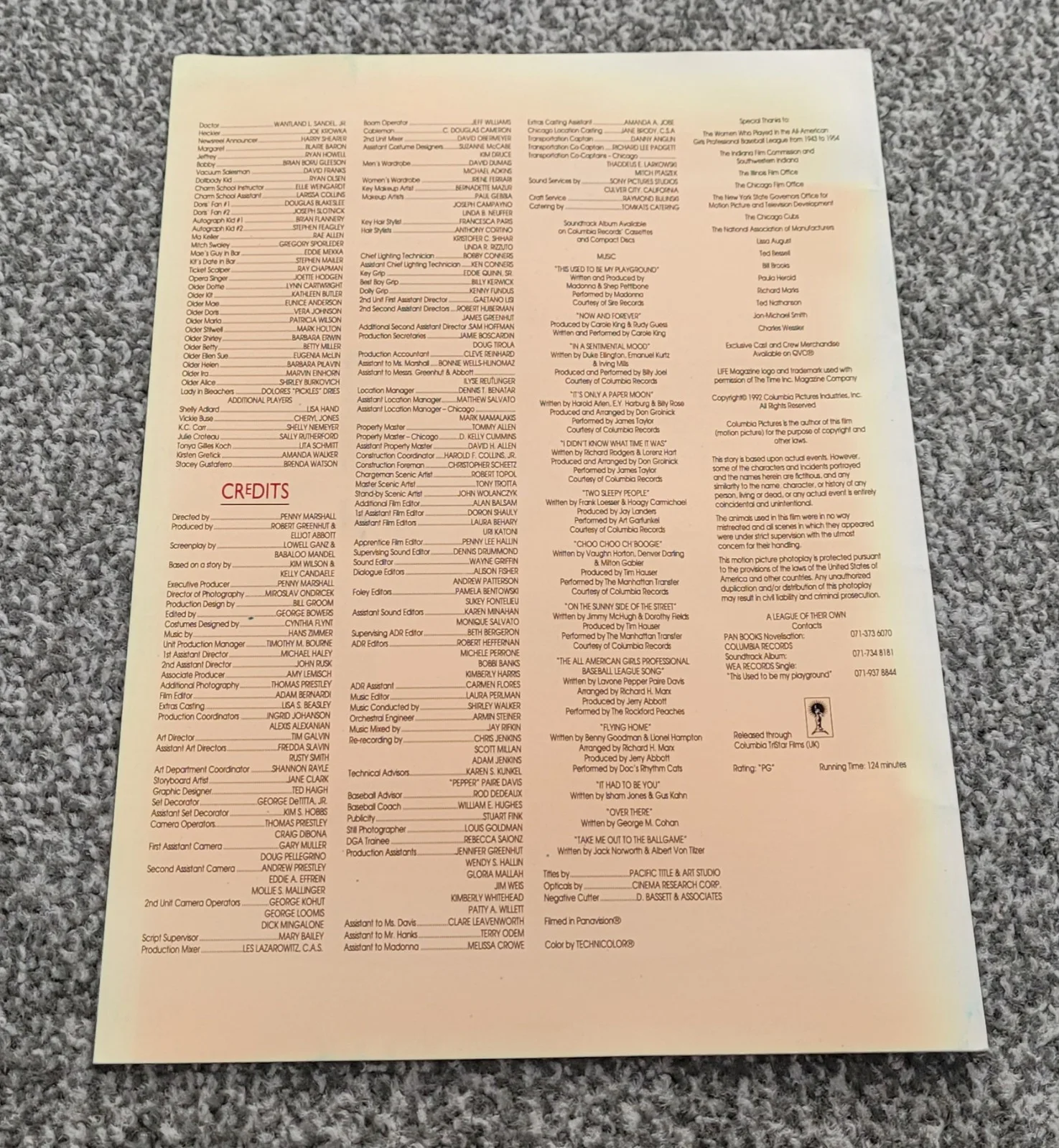 1992 A League Of Their Own Press booklet Tom Hanks Madonna, изображение 2