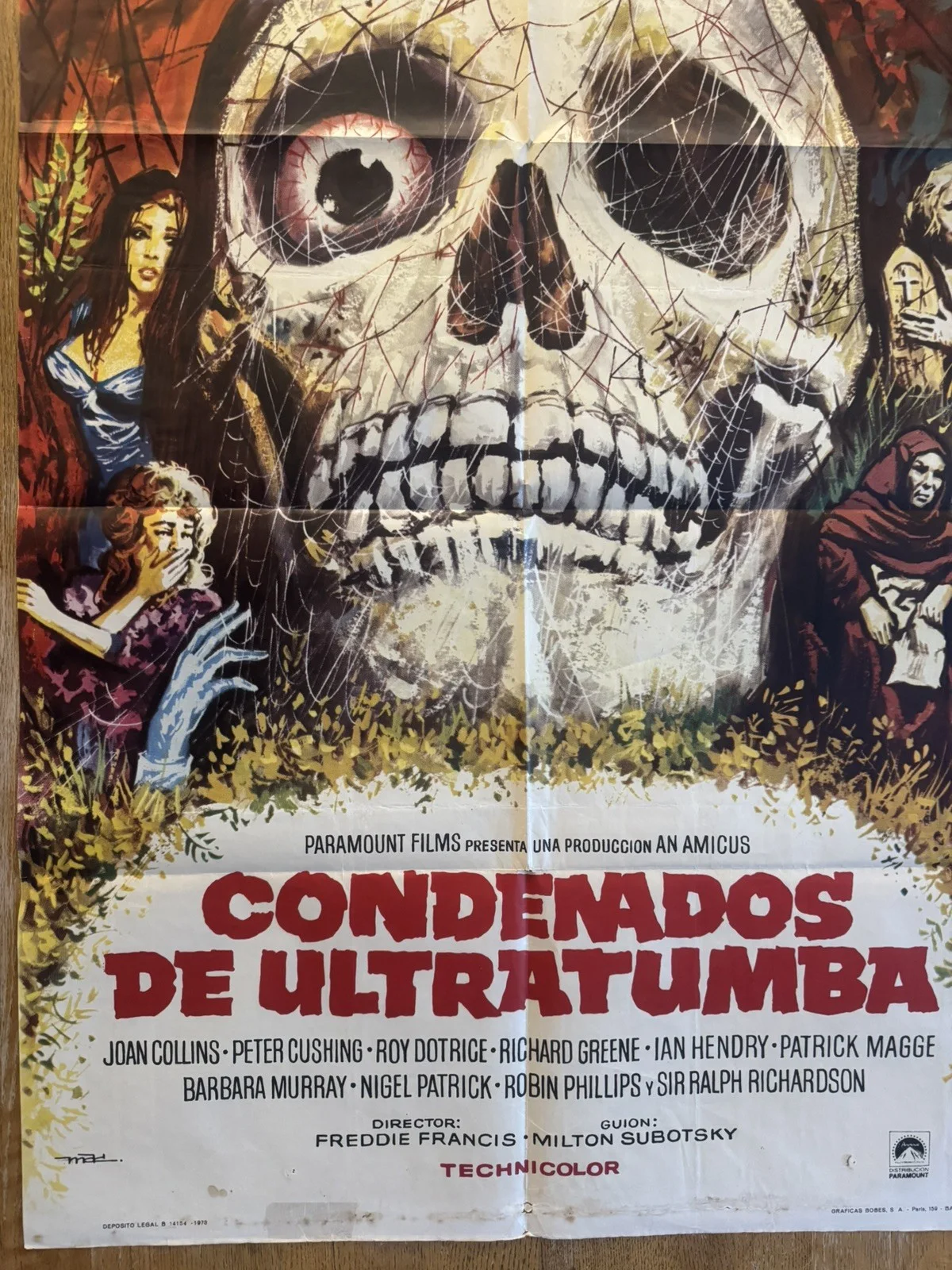 Tales from the Crypt ORIGINAL Spanish 197 POSTER Freddie Francis MAC Skull art!, изображение 3