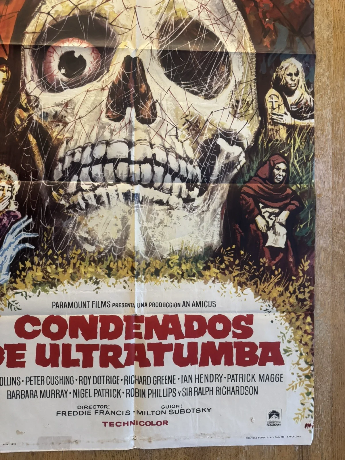 Tales from the Crypt ORIGINAL Spanish 197 POSTER Freddie Francis MAC Skull art!, изображение 4