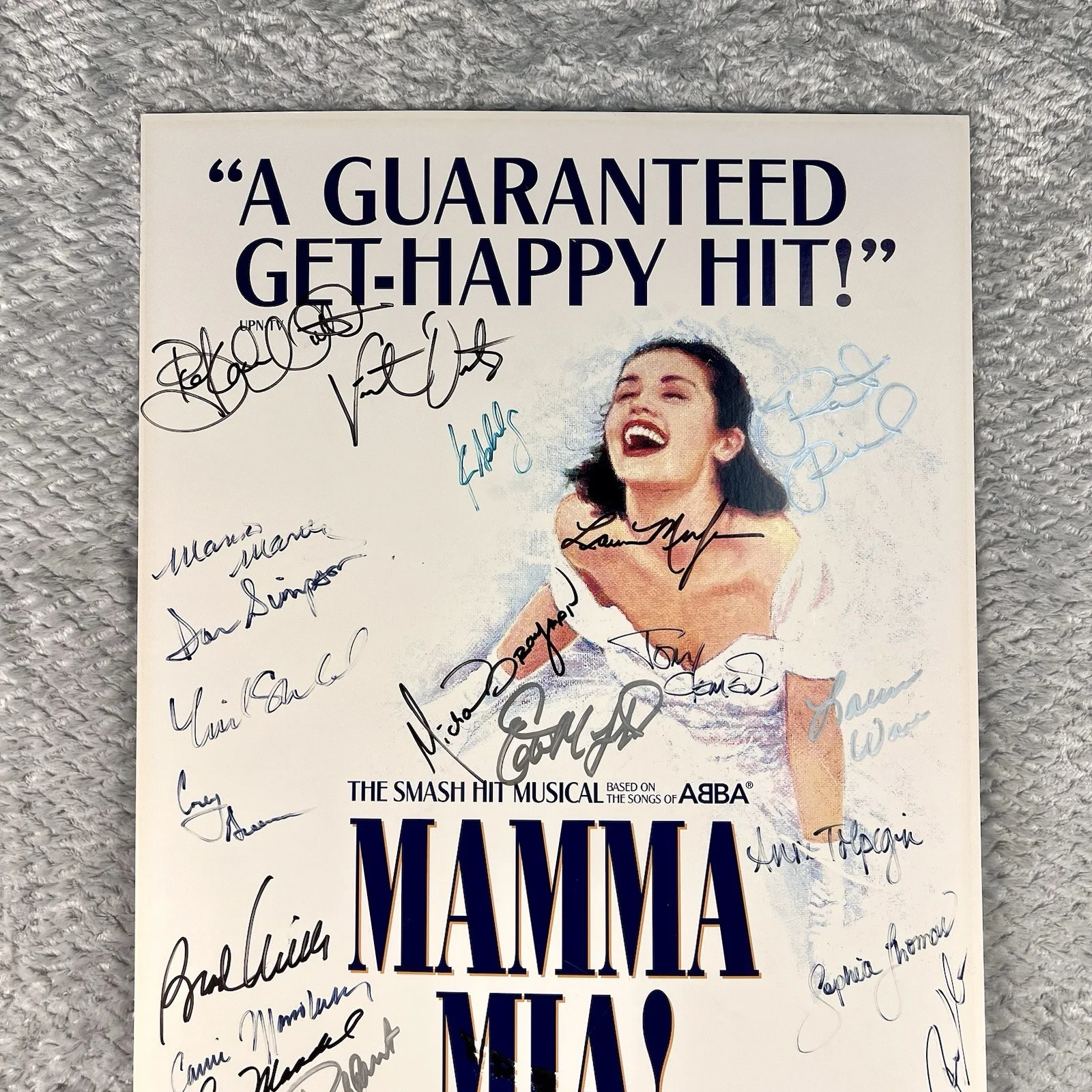 Mamma Mia Signed Autographed 14x22 Window Card Broadway 2005 Cast San Diego, image 2