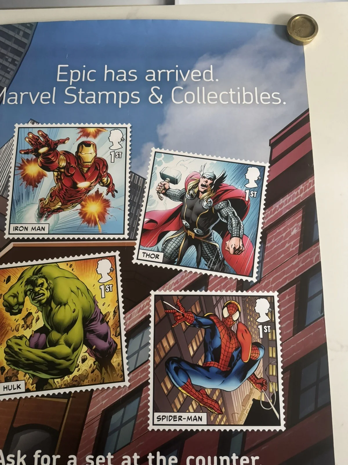 Marvel Thor spider man hulk - stamps Rolled 2019 Rare poster, image 4