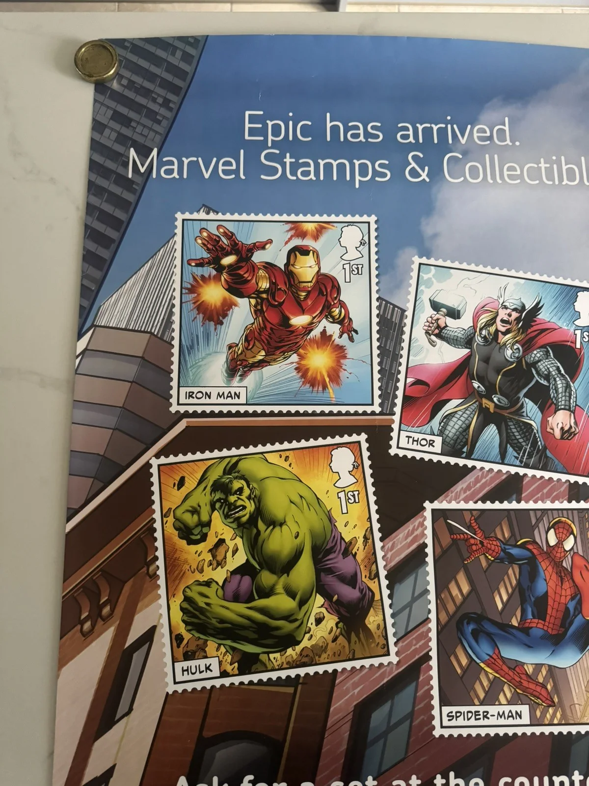 Marvel Thor spider man hulk - stamps Rolled 2019 Rare poster, image 5