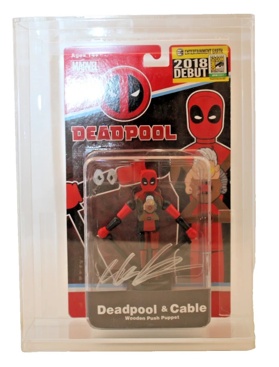 Rob Liefeld — Rob Liefeld Signed Deadpool & Cable Wooden Push Puppet SDCC 2018 Exclusive PSA/D, image 2