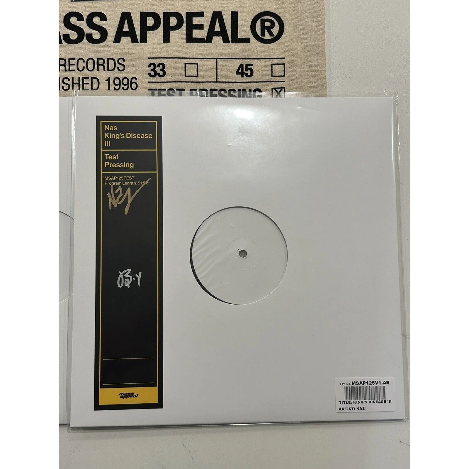 NAS + HIT-BOY SIGNED KING’S DISEASE lll TEST PRESSING LIMTED VINYL AUTOGRAPHED, изображение 2
