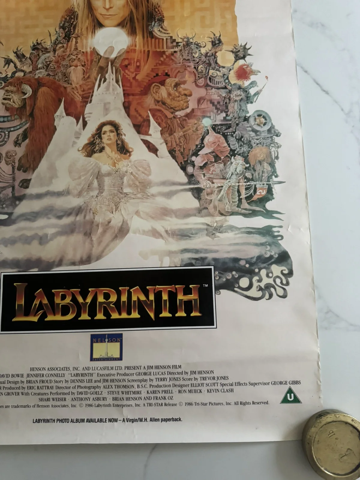Labyrinth rare Original Video Shop VHS Poster 1986 rolled, изображение 4