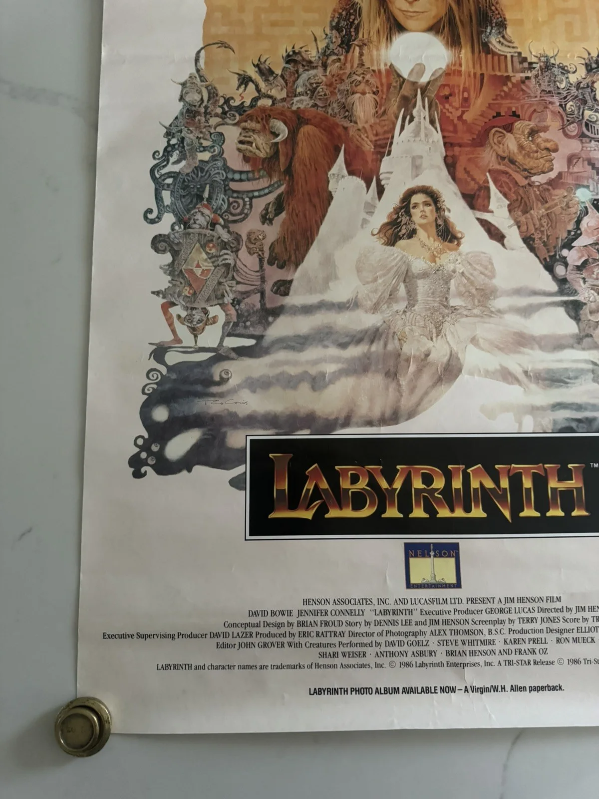 Labyrinth rare Original Video Shop VHS Poster 1986 rolled, изображение 5