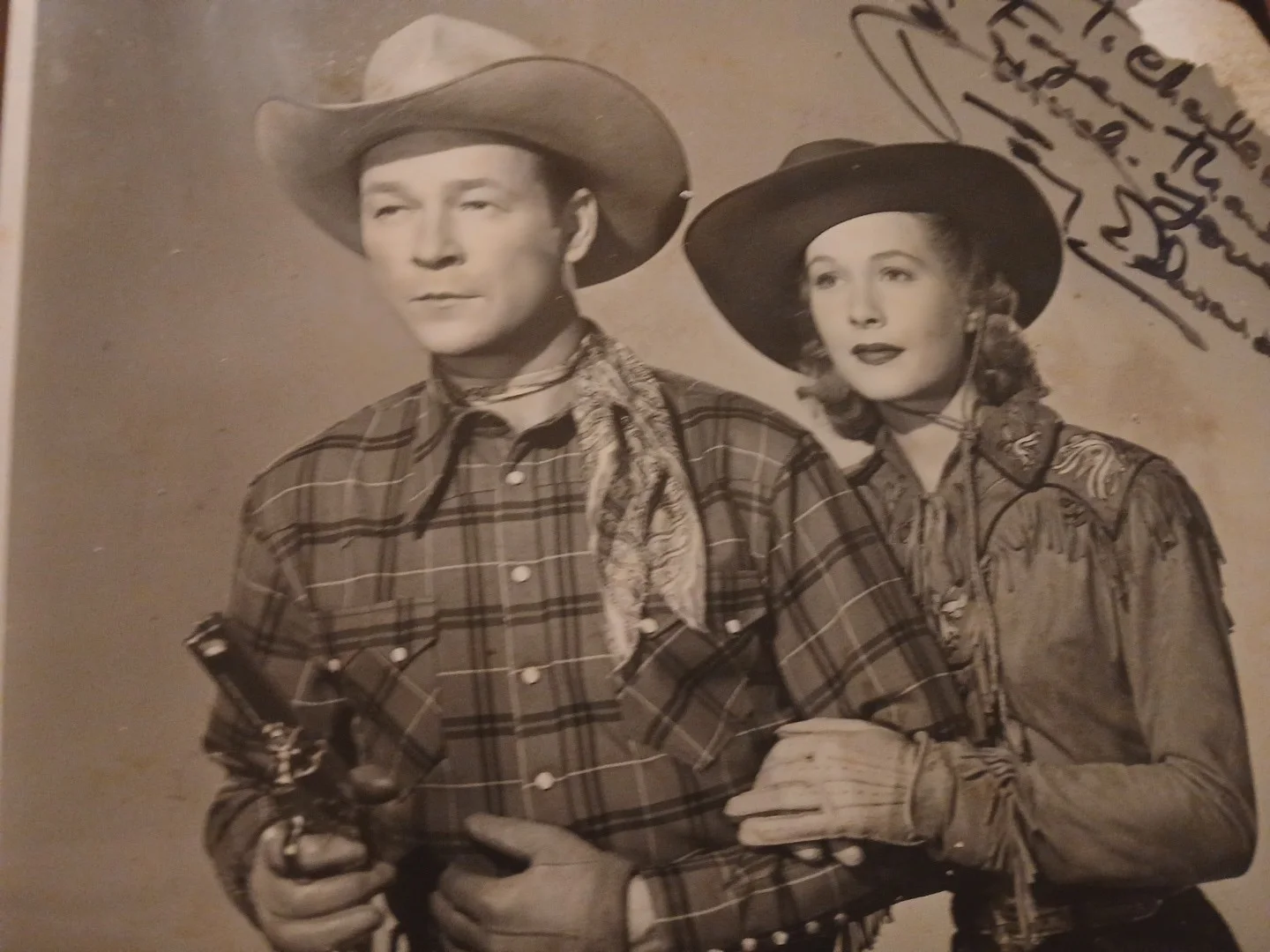 Penny edwards — Penny Edwards w Roy Rogers autographed promo b&w 8x10 signed in person @ MFF, изображение 3