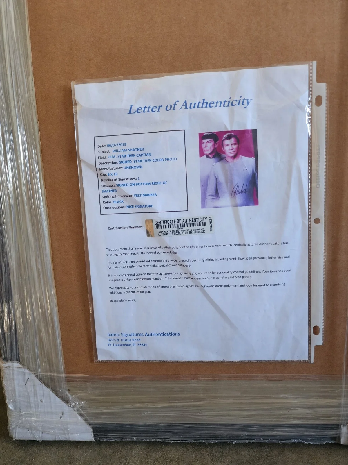 William Shatner Signed Star Trek Color Photo Framed, image 5