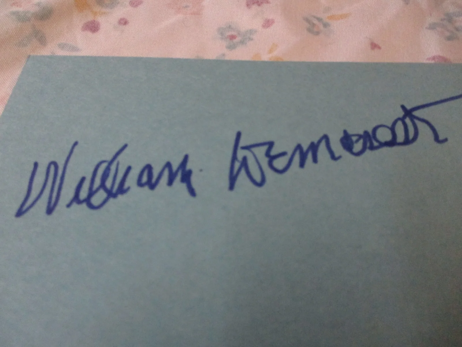 WILLIAM DEMAREST AUTOGRAPHED INDEX CARD, image 2