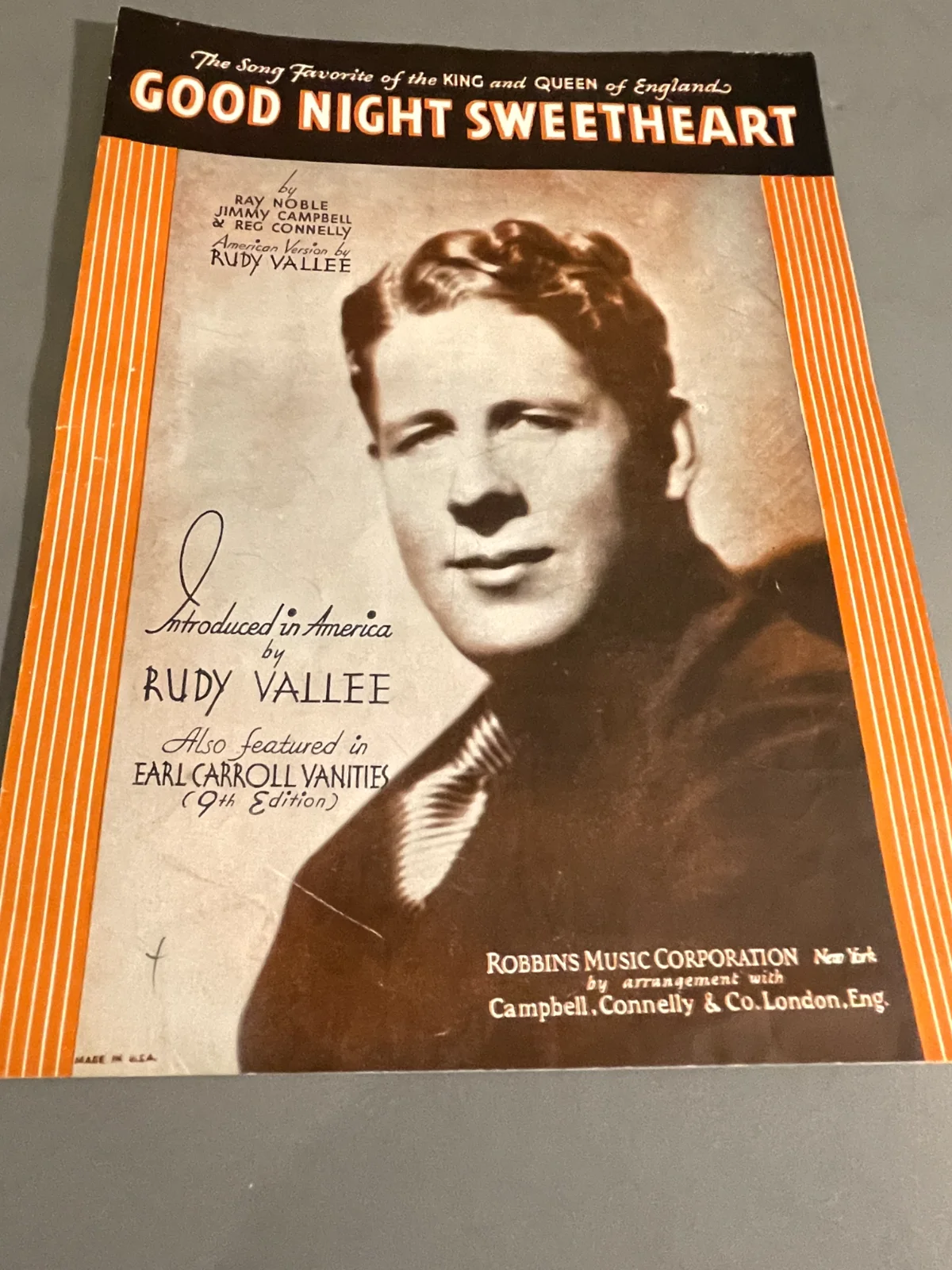 RUDY VALLEE SIGNED LETTER AND SHEET MUSIC, image 4