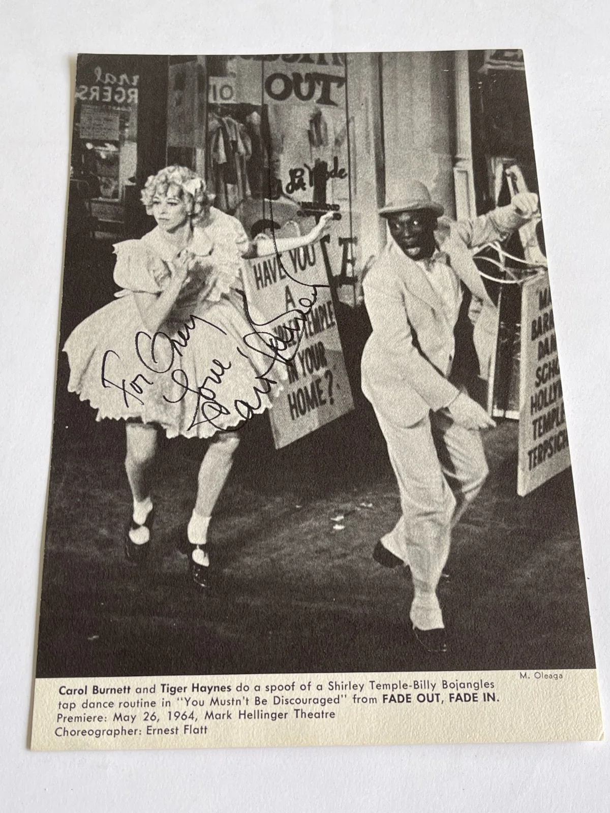 CAROL BURNETT — CAROL BURNETT SIGNED PHOTO TIGER HAYNES, image 2