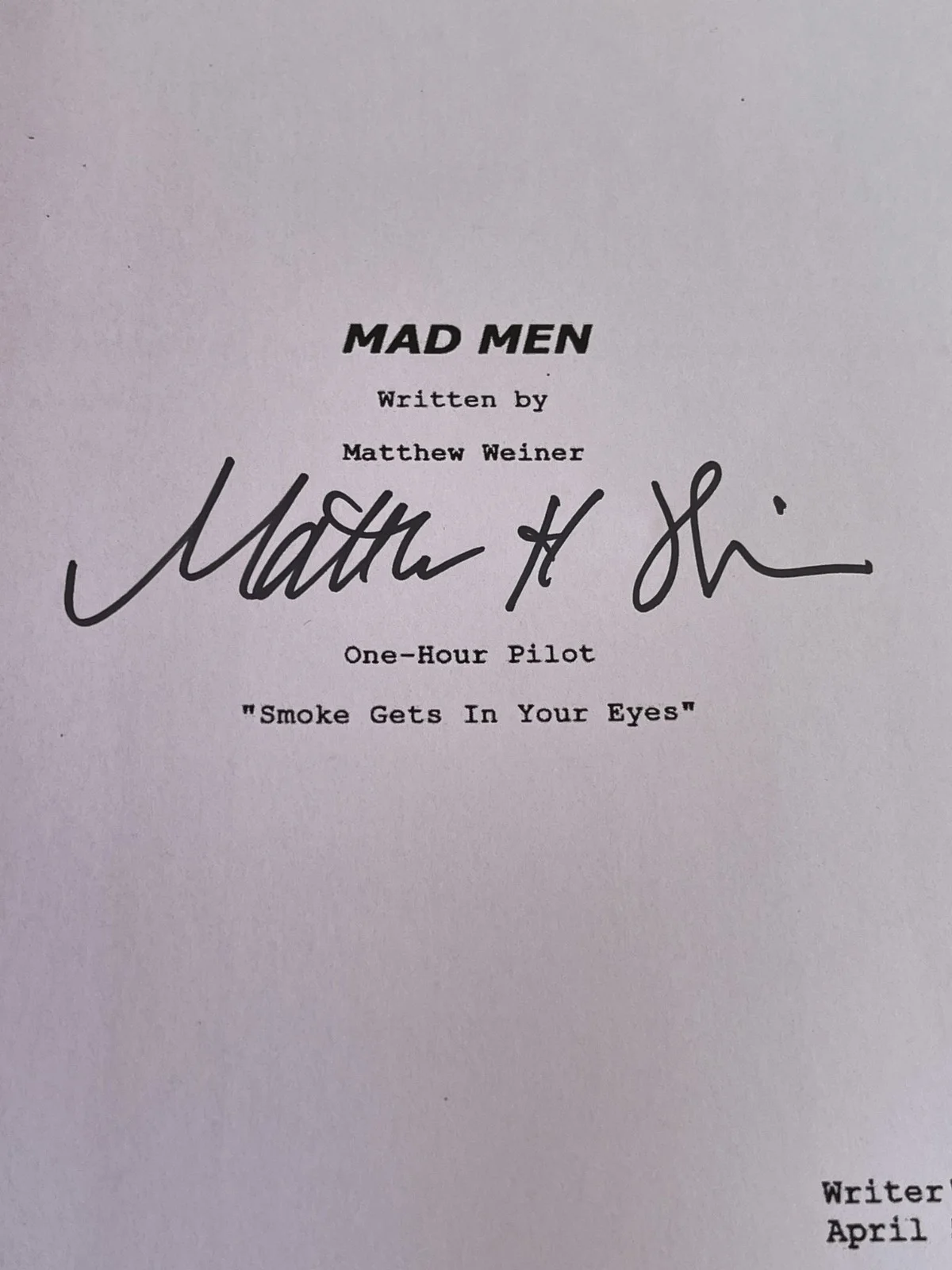 MATTHEW WEINER — MAD MEN SIGNED SCRIPT DVD, image 3