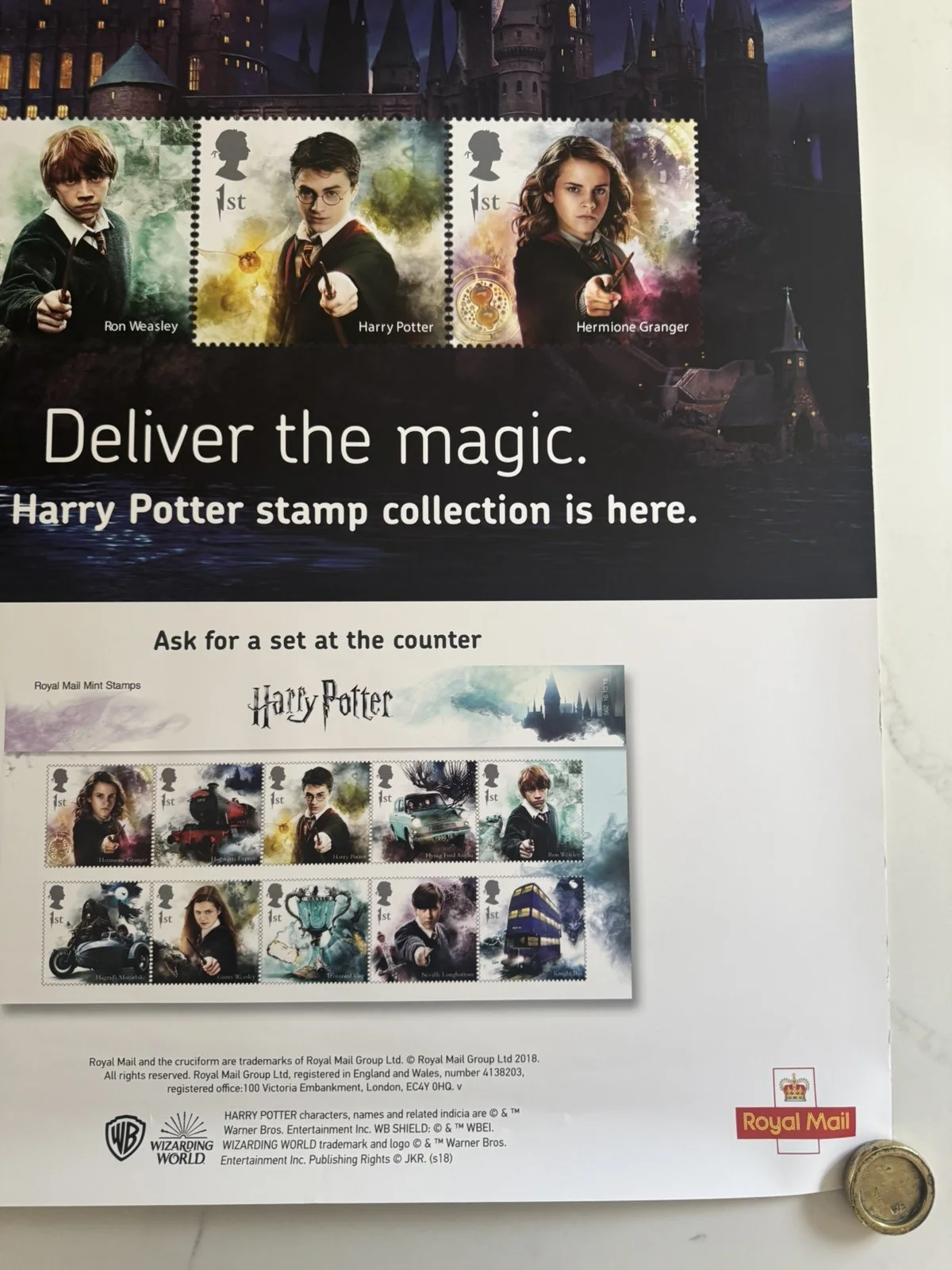 Harry Potter - stamps Rolled 2018 Rare poster, image 5