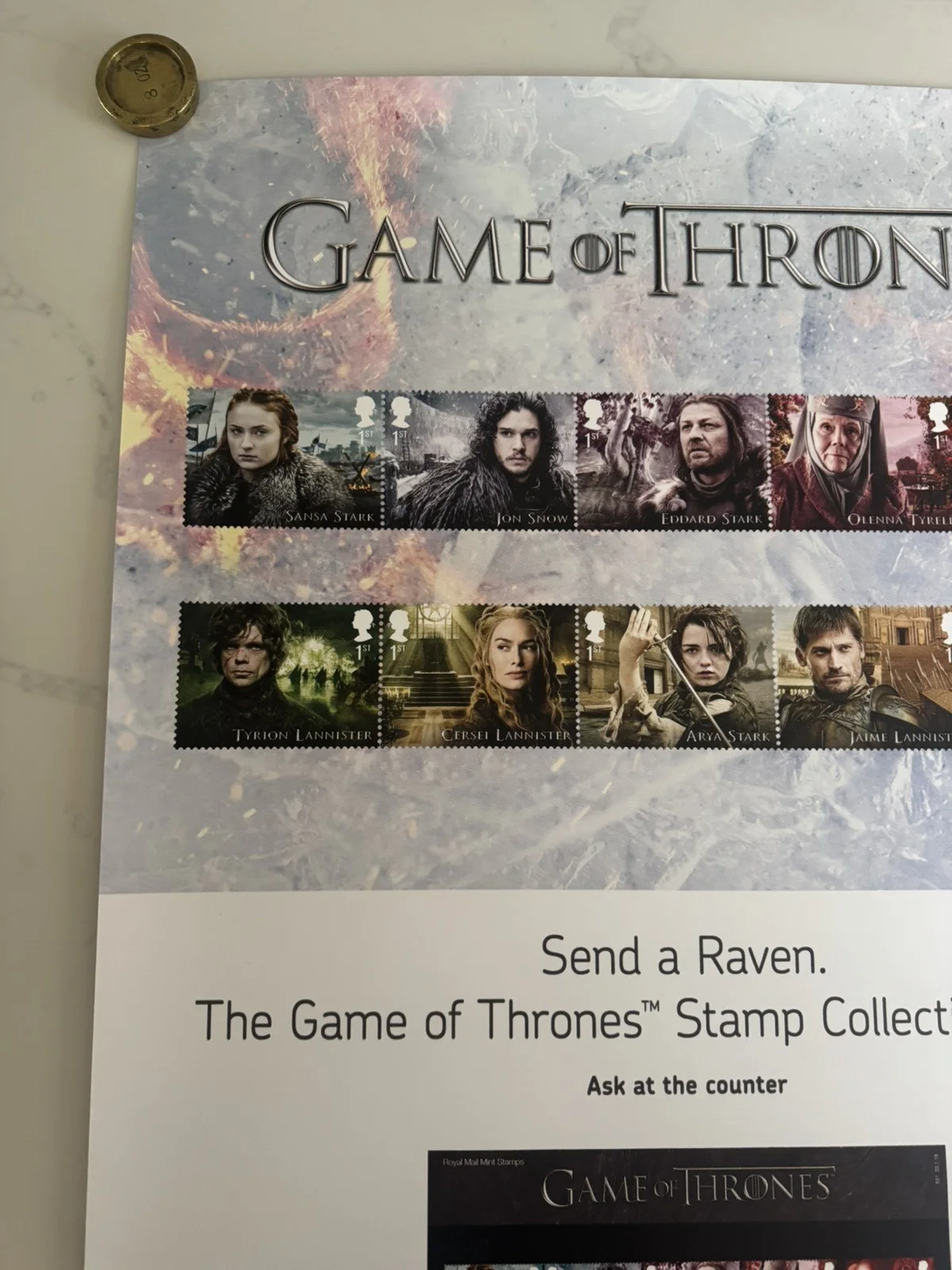 Game of thrones - stamps Rolled 2018 Rare poster, image 2