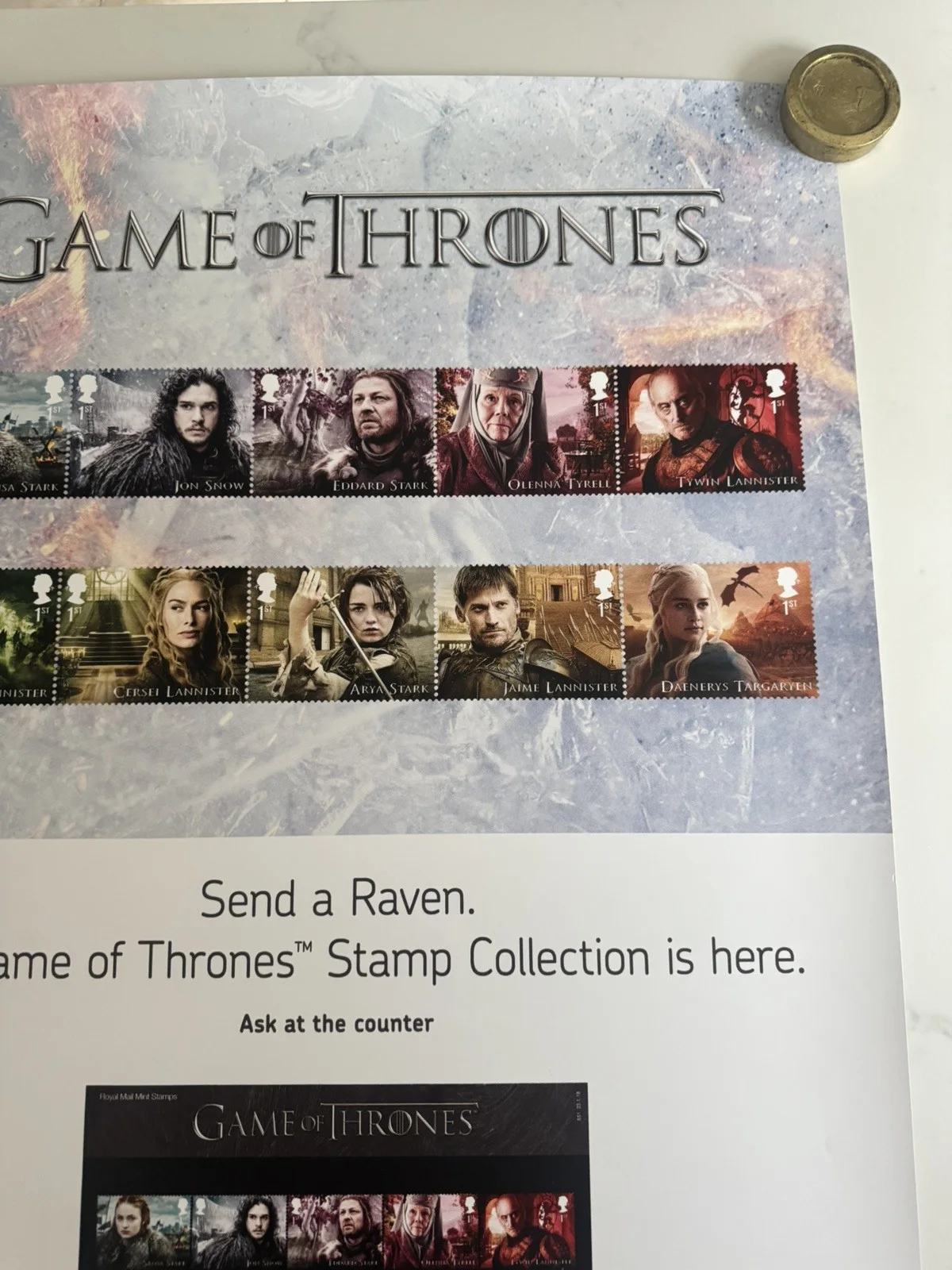 Game of thrones - stamps Rolled 2018 Rare poster, image 3