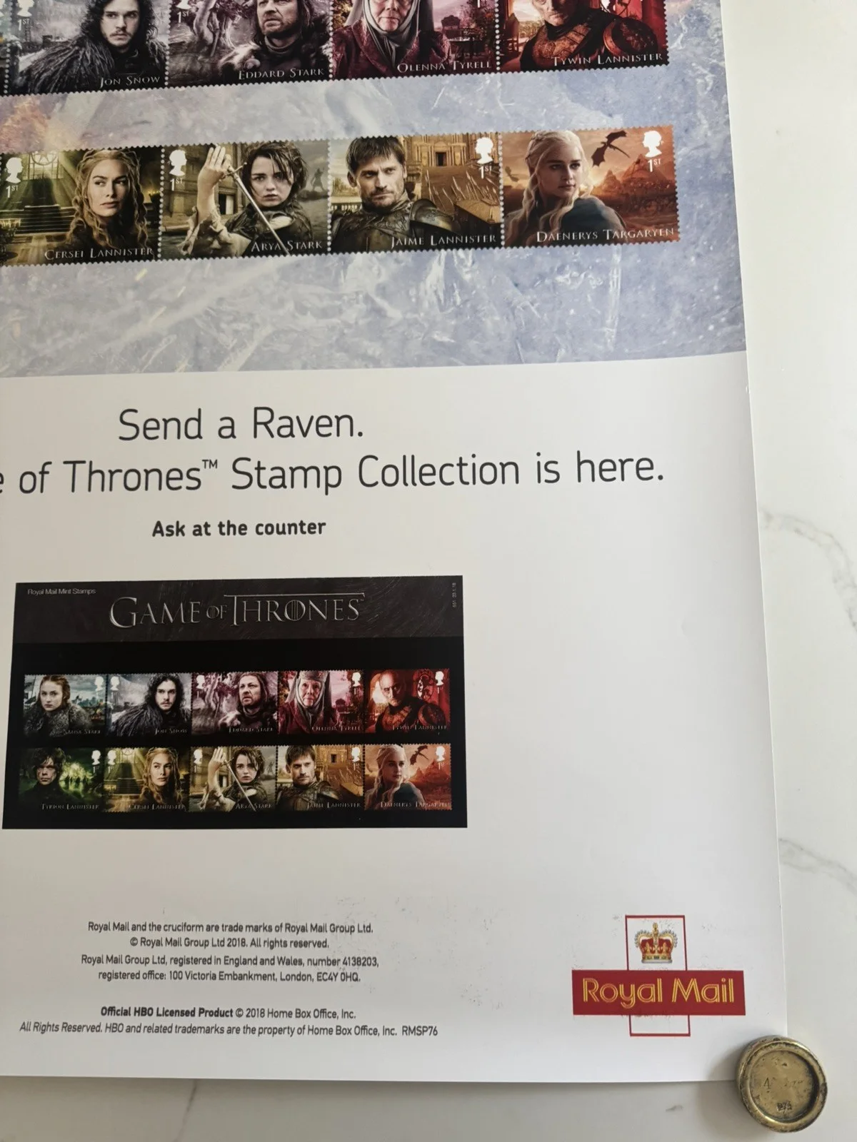 Game of thrones - stamps Rolled 2018 Rare poster, image 5