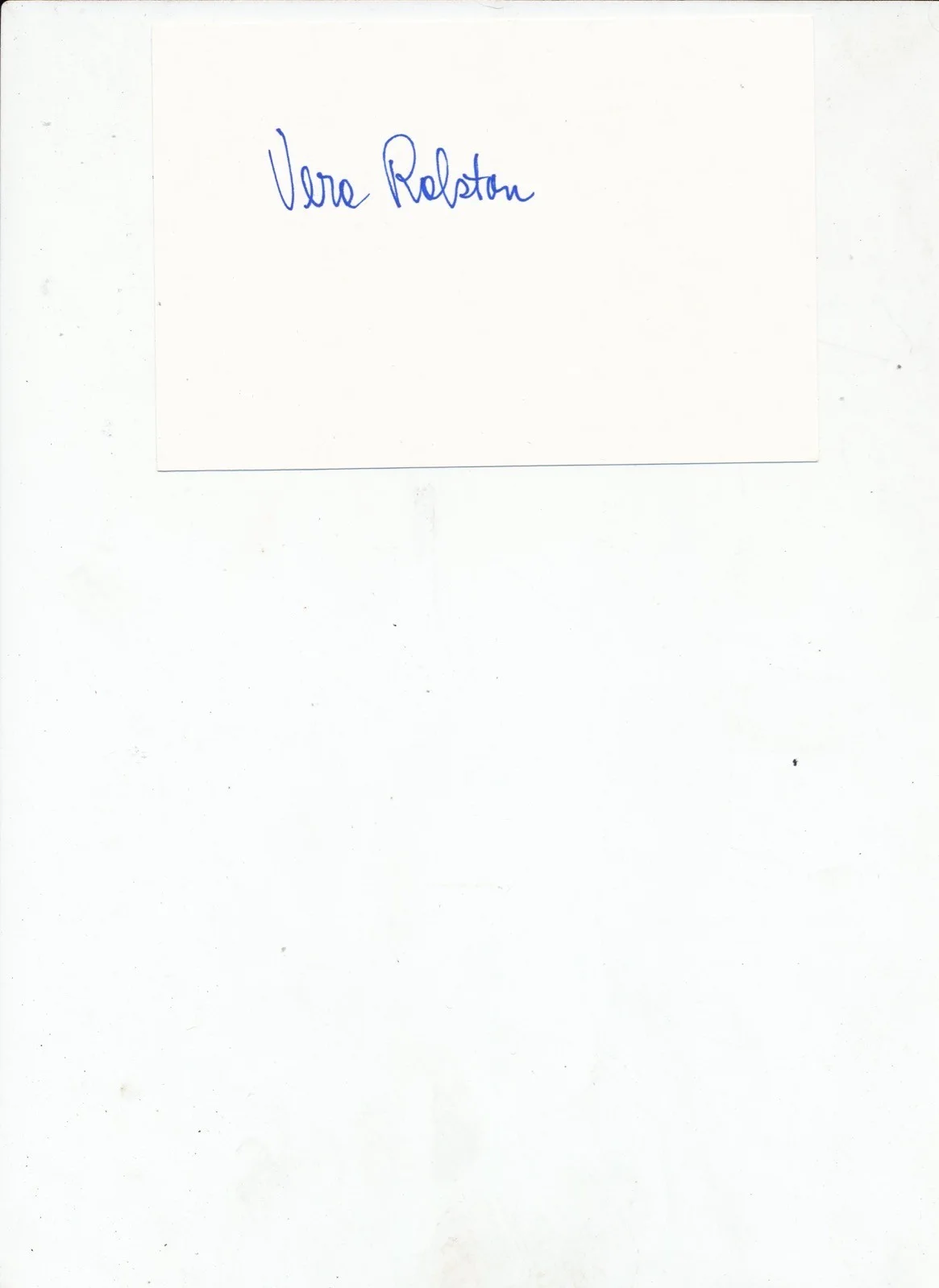 Autographed Vere a Hraba Ralston Card with Black & White Photo, изображение 2