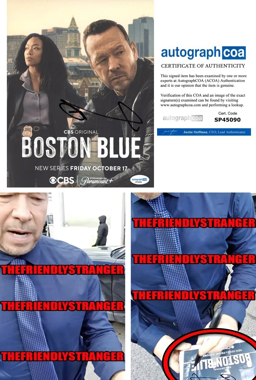 Donnie Wahlberg — Donnie Wahlberg signed "BOSTON BLUE" 8x10 Photo b EXT PROOF Blue Bloods ACOA COA