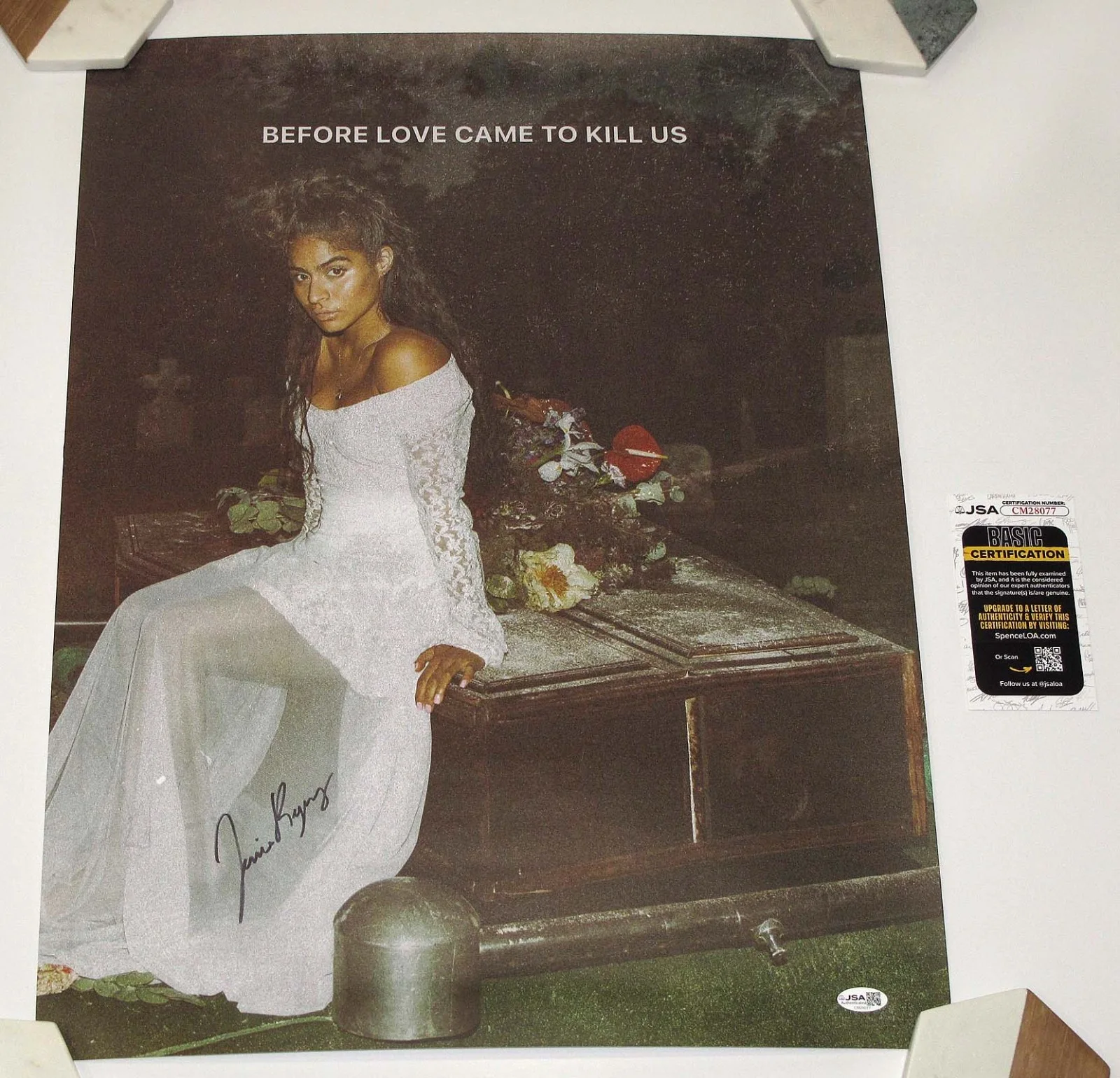 JESSIE REYEZ — Jessie Reyez signed "BEFORE LOVE CAME TO KILL US" 18x24 Poster LITHOGRAPH a JSA
