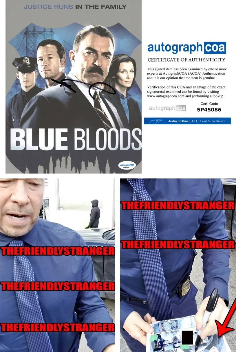 Donnie Wahlberg — Donnie Wahlberg signed "BLUE BLOODS" 8x10 Photo b EXT PROOF Boston Blue ACOA COA