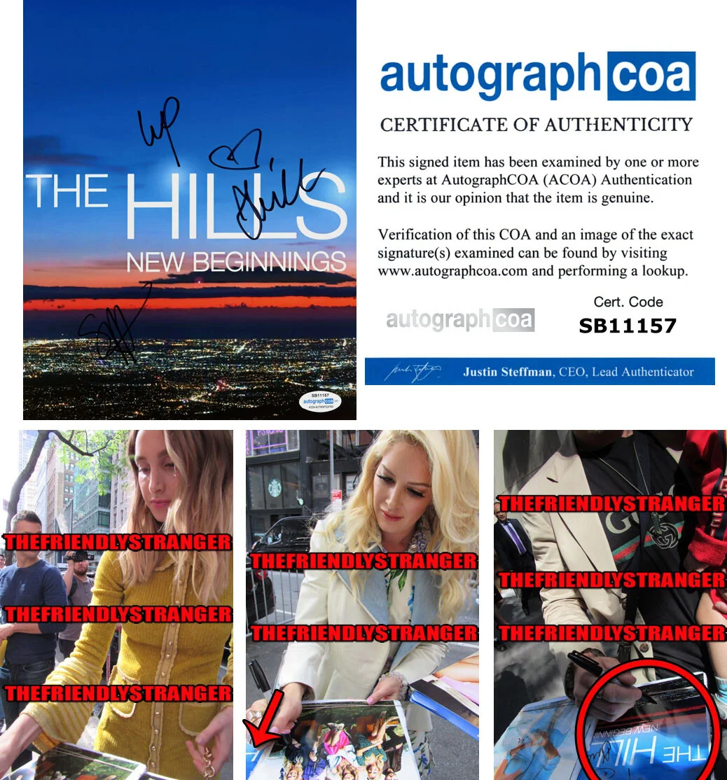 WHITNEY PORT, Heidi Montag, SPENCER PRATT — Whitney Port, Heidi Montag, Spencer Pratt signed "THE HILLS" 8x10 Photo ACOA COA