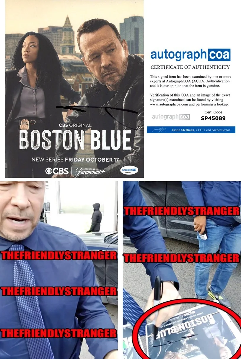 Donnie Wahlberg — Donnie Wahlberg signed "BOSTON BLUE" 8x10 Photo a EXT PROOF Blue Bloods ACOA COA