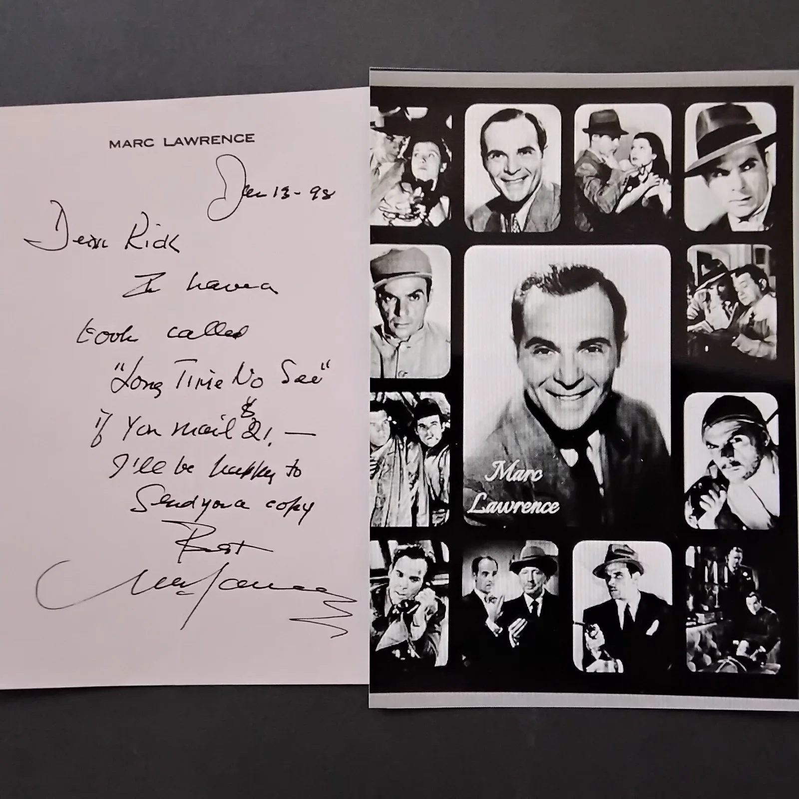 Marc Lawrence SIGNED Note Photo Movie TV Actor Gun for Hire Asphalt Jungle Bond, изображение 2