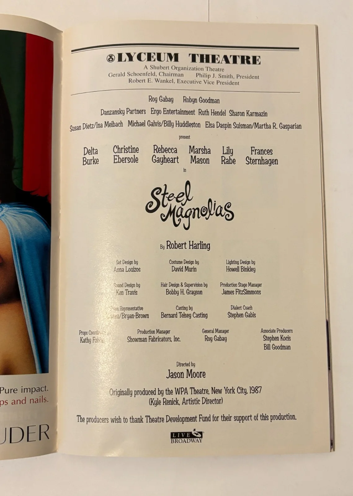 Delta Burke — Steel Magnolias- Broadway Playbill - Autograph- Delta Burke, image 2